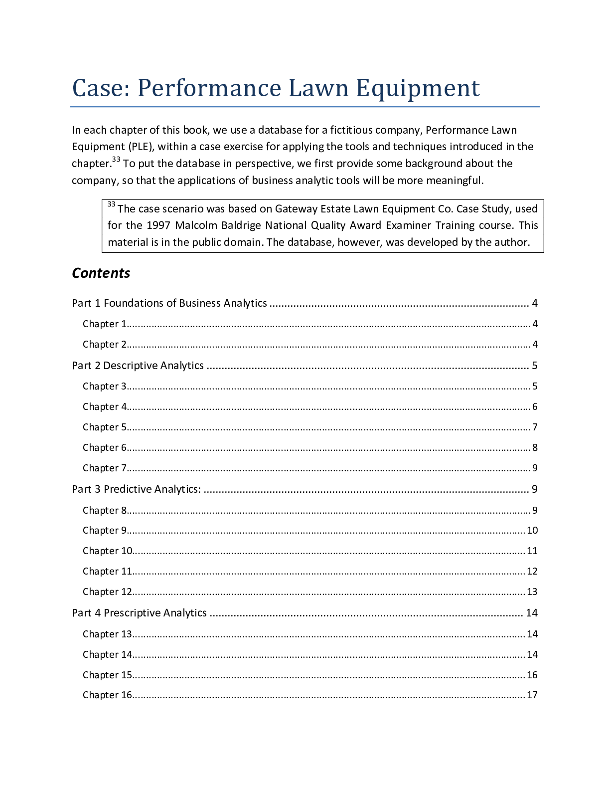 Preview image for Research Paper > Harrisburg University of Science and Technology - ANLY ANLY 500Performance Lawn Equipment Case Study: Case: Performance Lawn Equipment