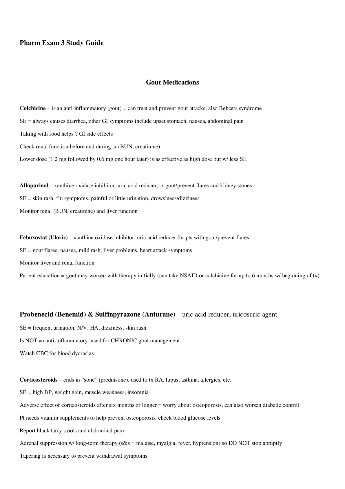 Preview of NURS 615 Pharm Exam 3 Study Guide (Angiotensin II receptor antagonist, ACE inhibitor, Lowe