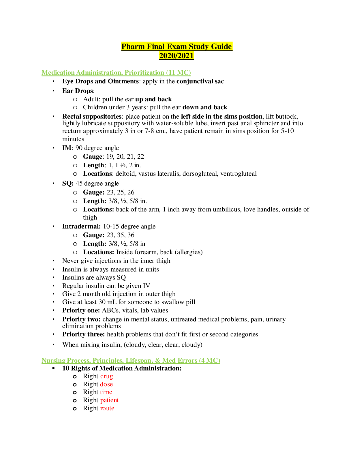 Preview image for ATI Pharmacology Final Exam Study Guide 2020/2021