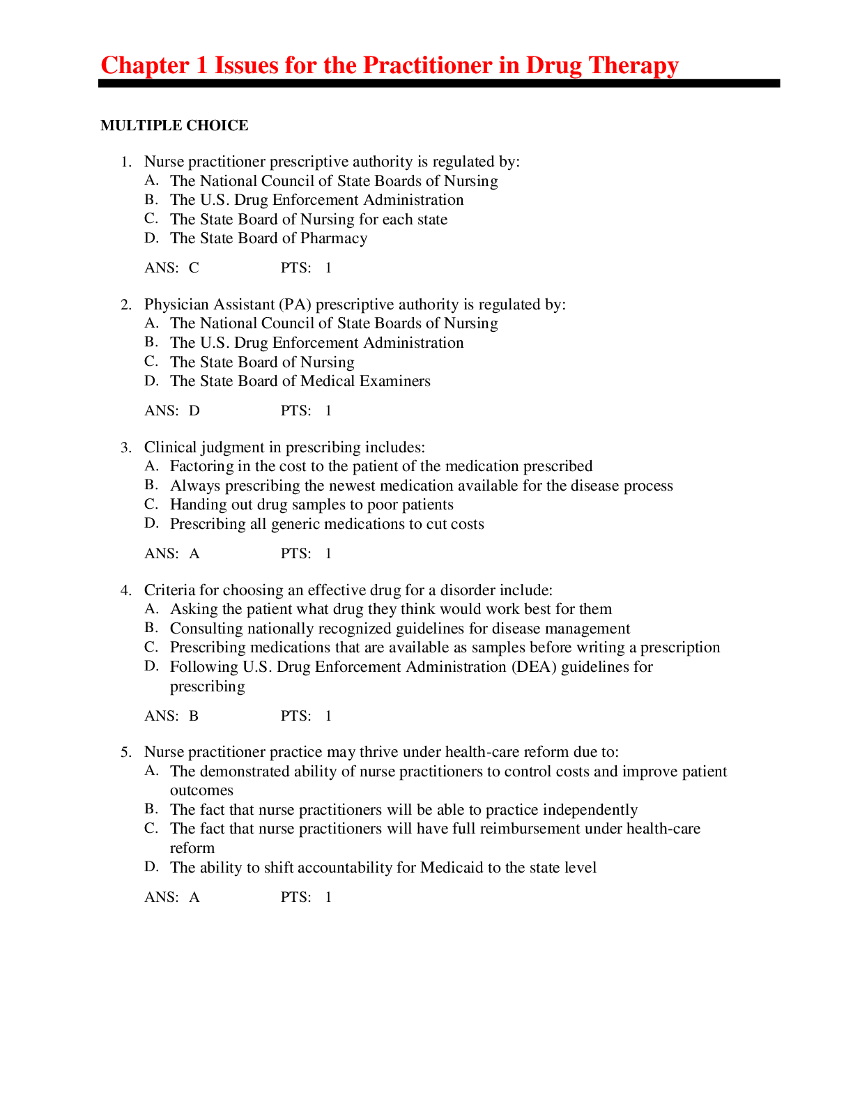 Preview image for NR 508 Advanced Pharmacology: Week 2 Quiz (Spring 2020) Complete Answers)