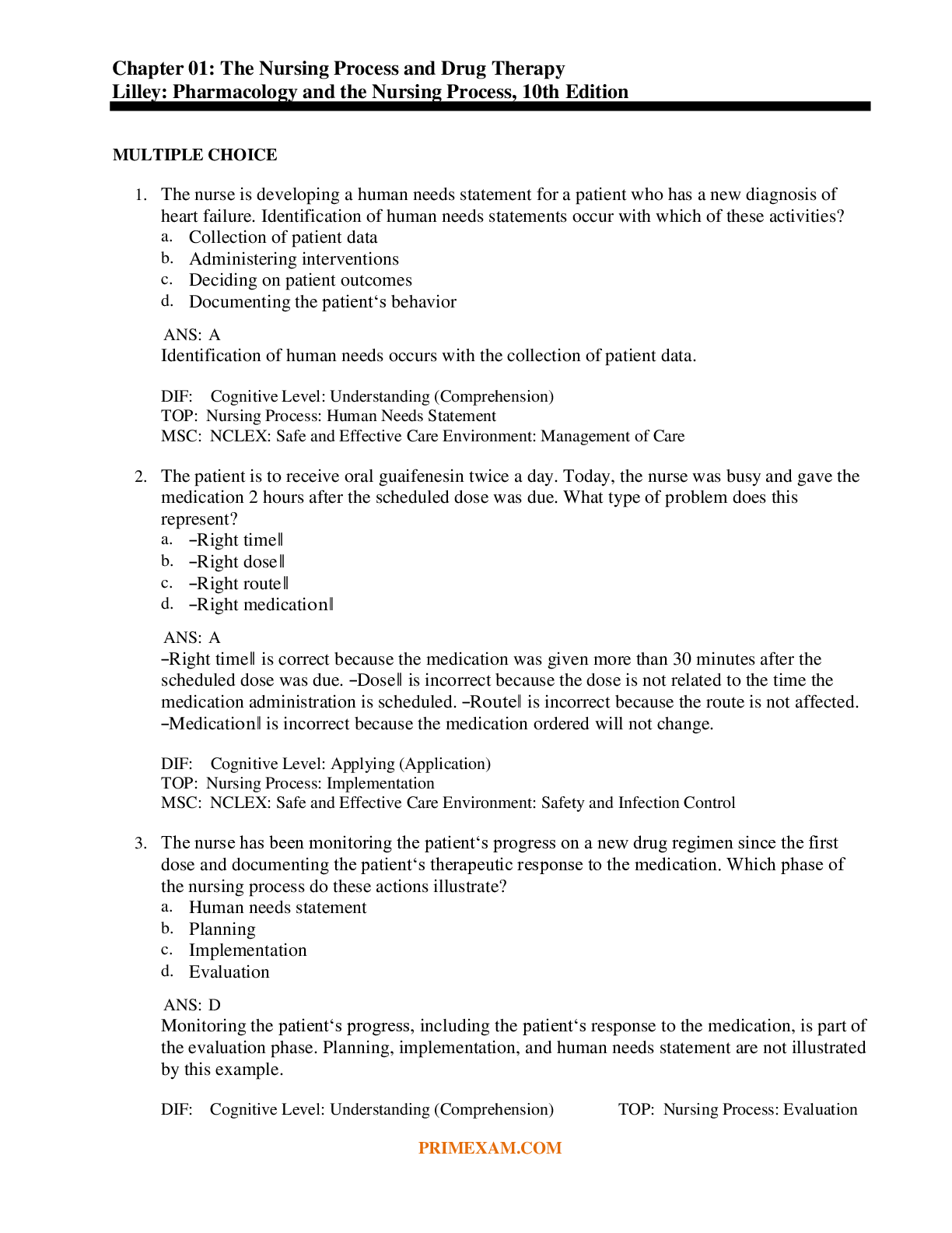 Preview image for Pharmacology And The Nursing Process 10th Edition Test Bank