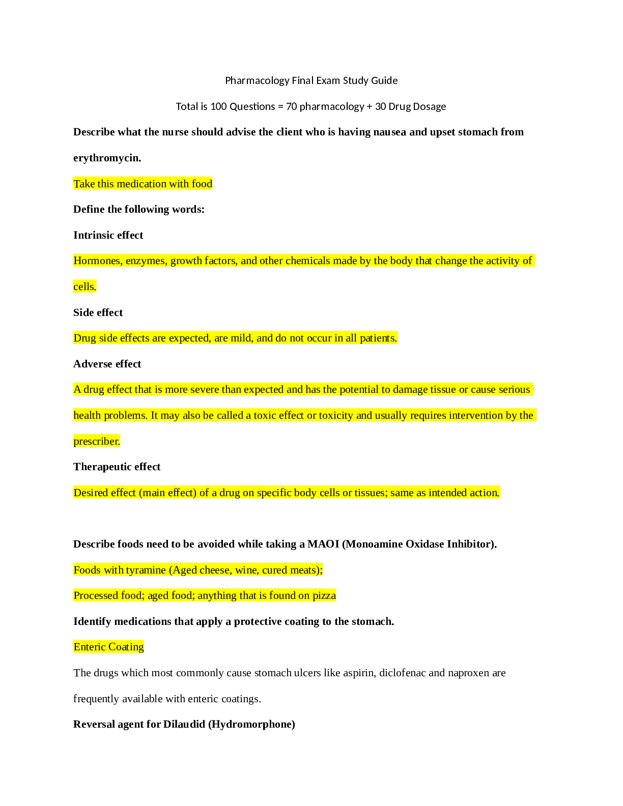 Preview image for Pharmacology Final Exam Study Guide