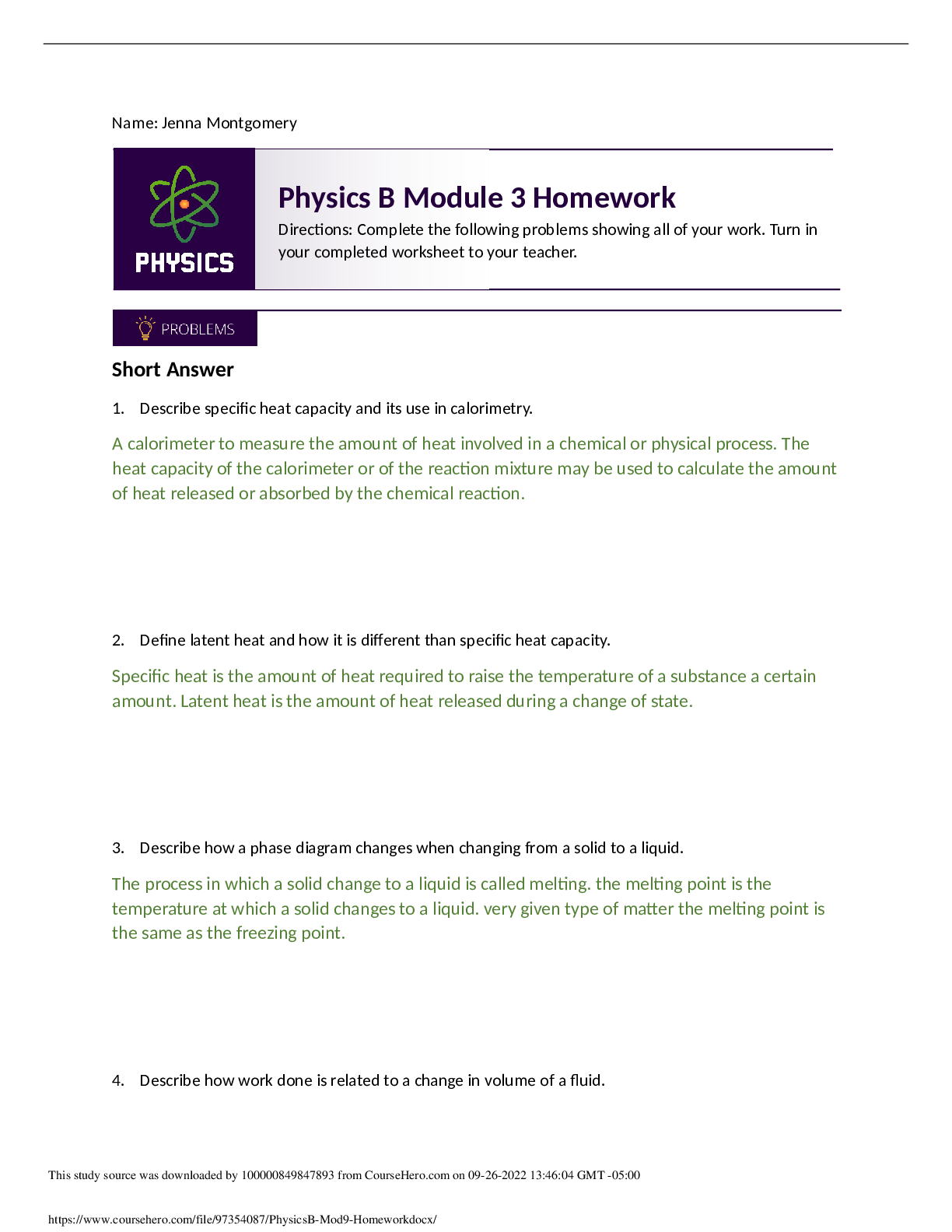 Preview image for Primavera - Online PHYSICS 1A PHYSICS 1  Physics B Module 3 Homework