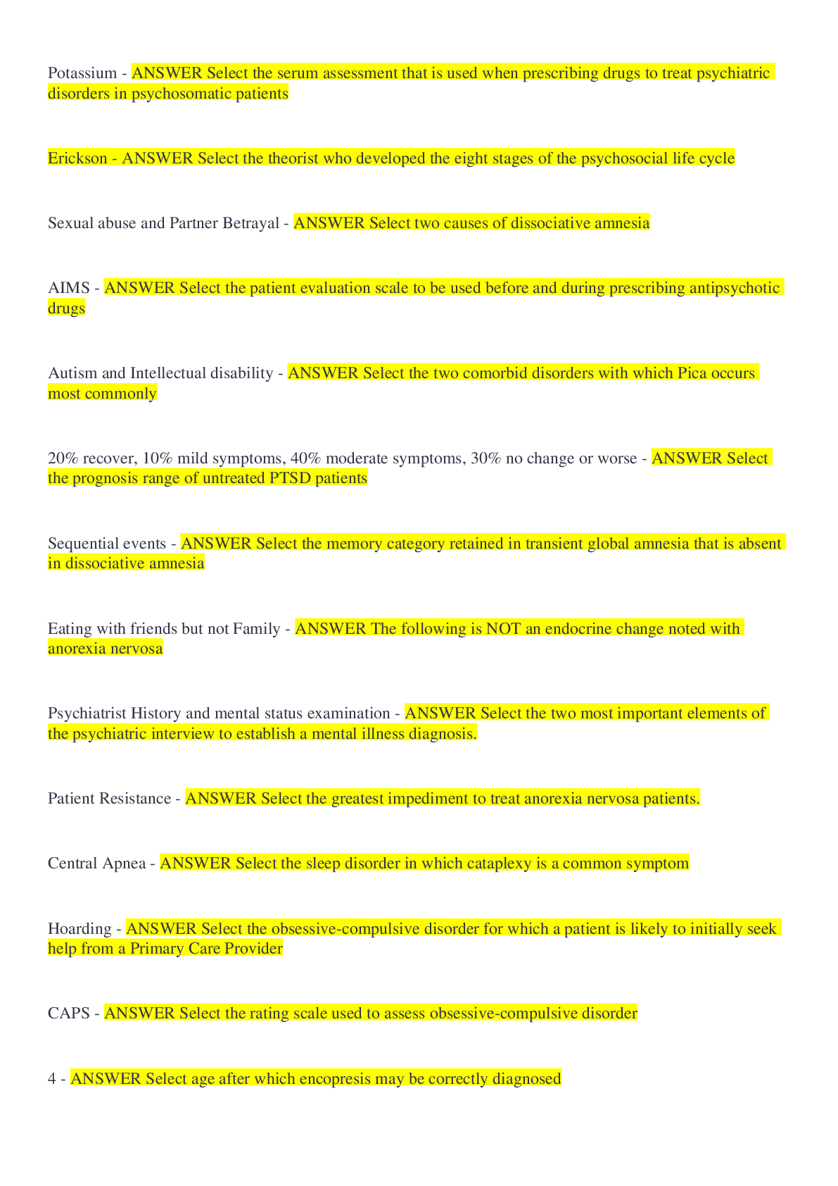 Preview of NRNP 6635 Midterm Study 2022 with complete solutions