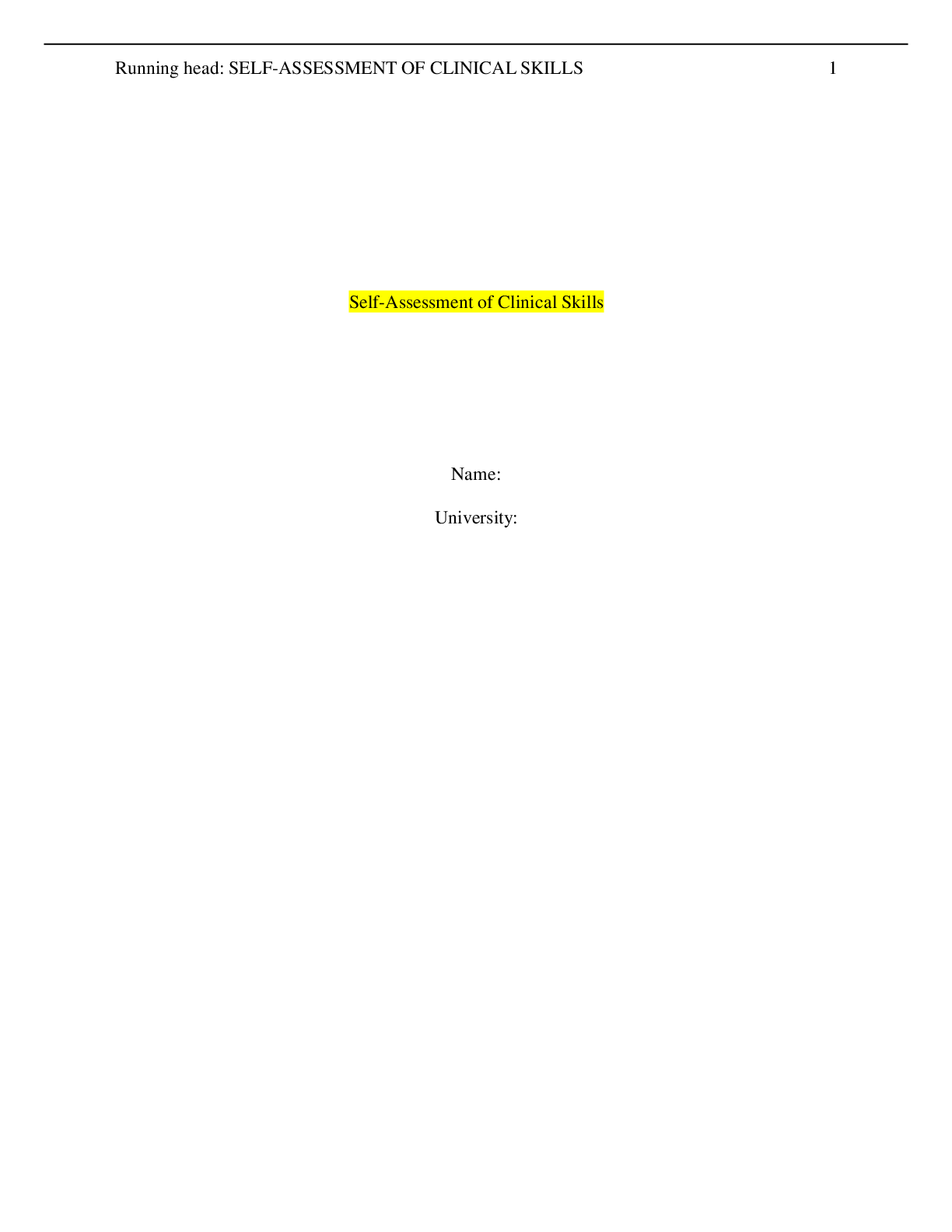 Preview image for Practicum Assignment 1: Self-Assessment Of Clinical Skills (answered) latest Spring 2021