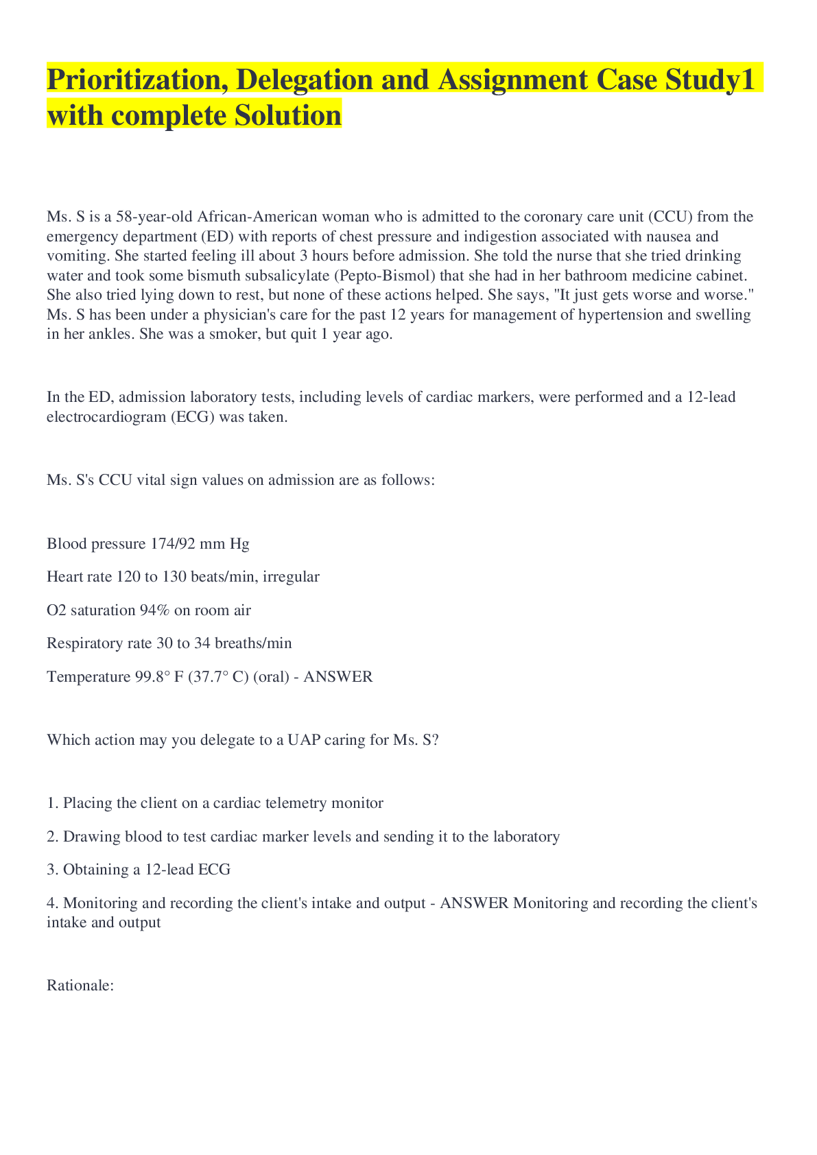 Preview image for Prioritization, Delegation and Assignment Case Study1 with complete Solution