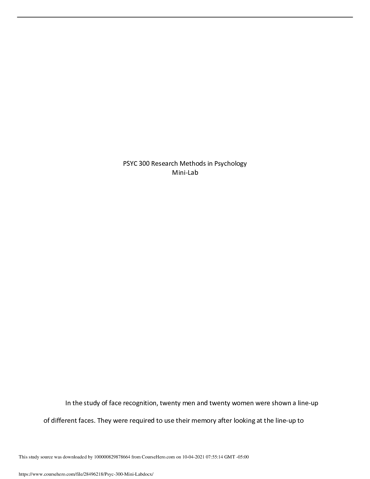 Preview image for PSYC 300 Research Methods in Psychology Mini-Lab