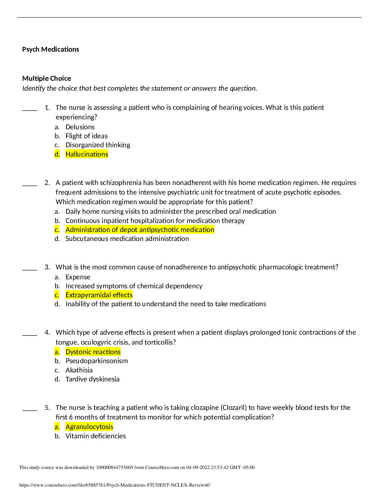 Preview image for ATI MENTAL HEALTH EXAM REVIEW 2020