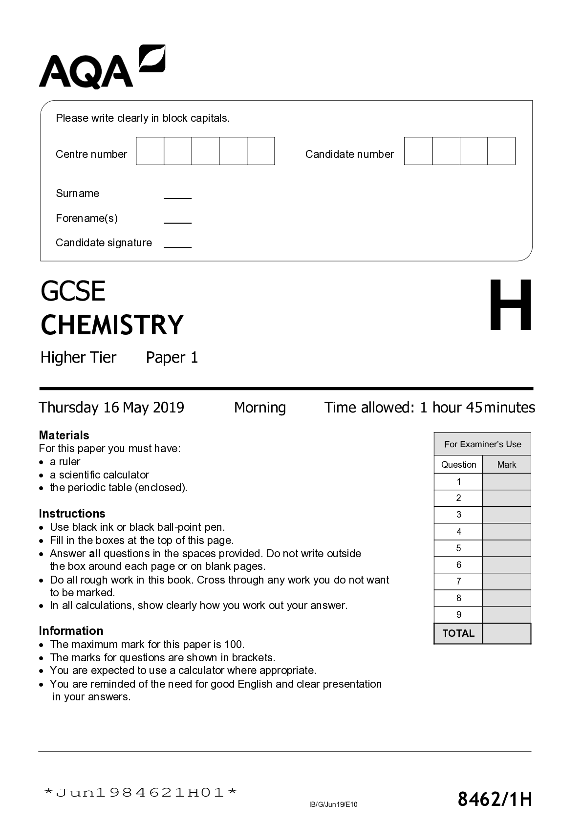 Preview image for MANAGEMENT 7T-15-3QP-Chemistry-Higher-16 QUESTIONS AND ANSWERS
