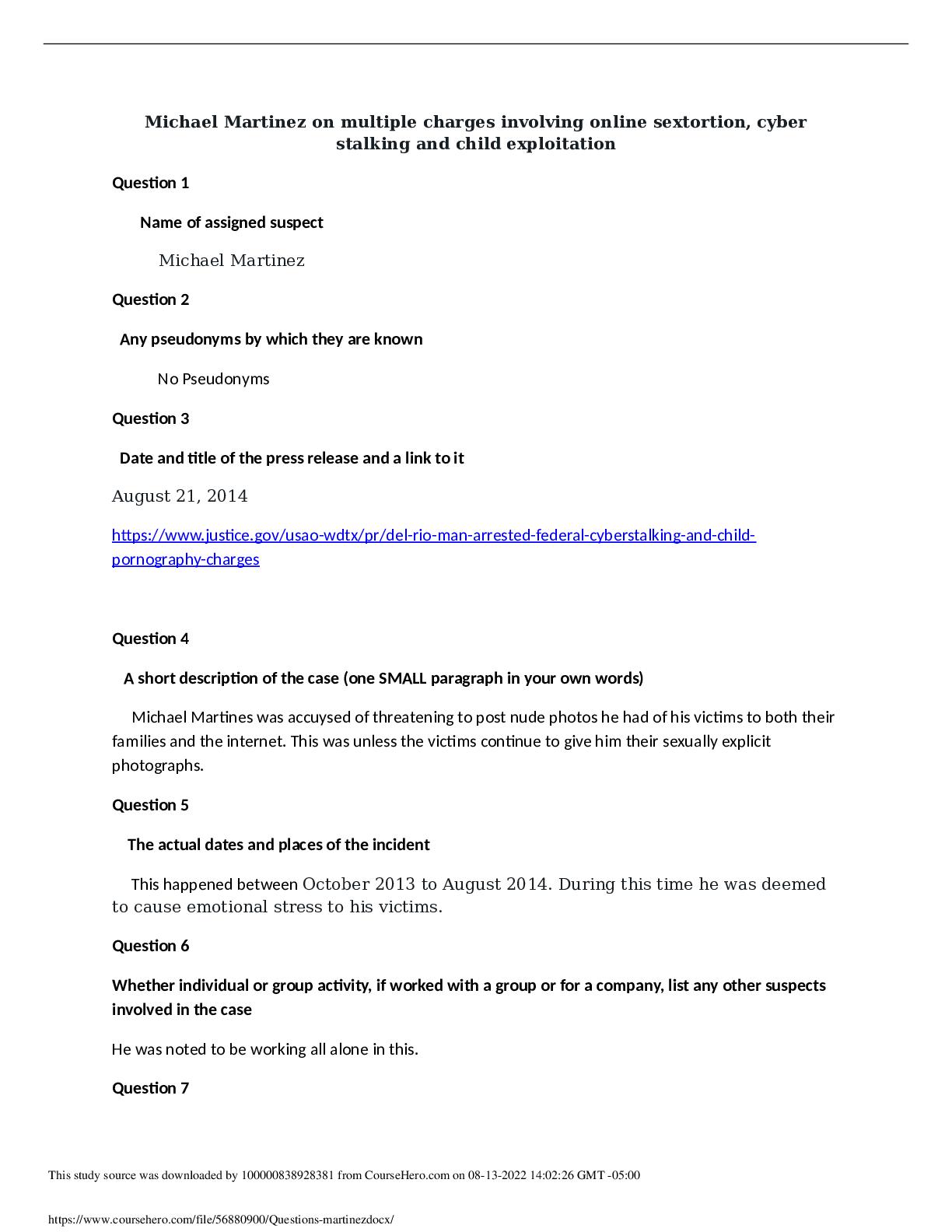 Preview image for Pediatrics Michael Martinez I human Case Study Latest UPDATE