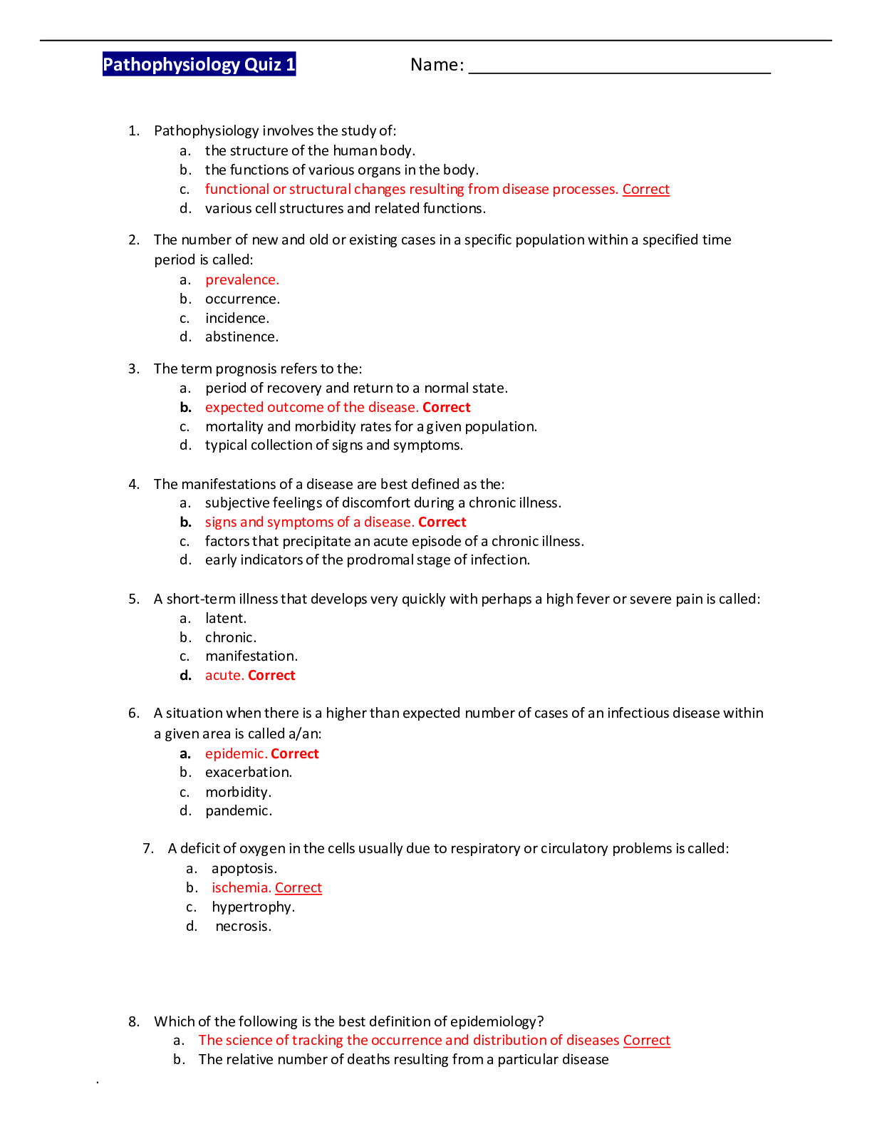 Preview image for NR 283 Pathophysiology Quiz 1 / NR283 Quiz 1(Latest): Chamberlain (Already graded A)