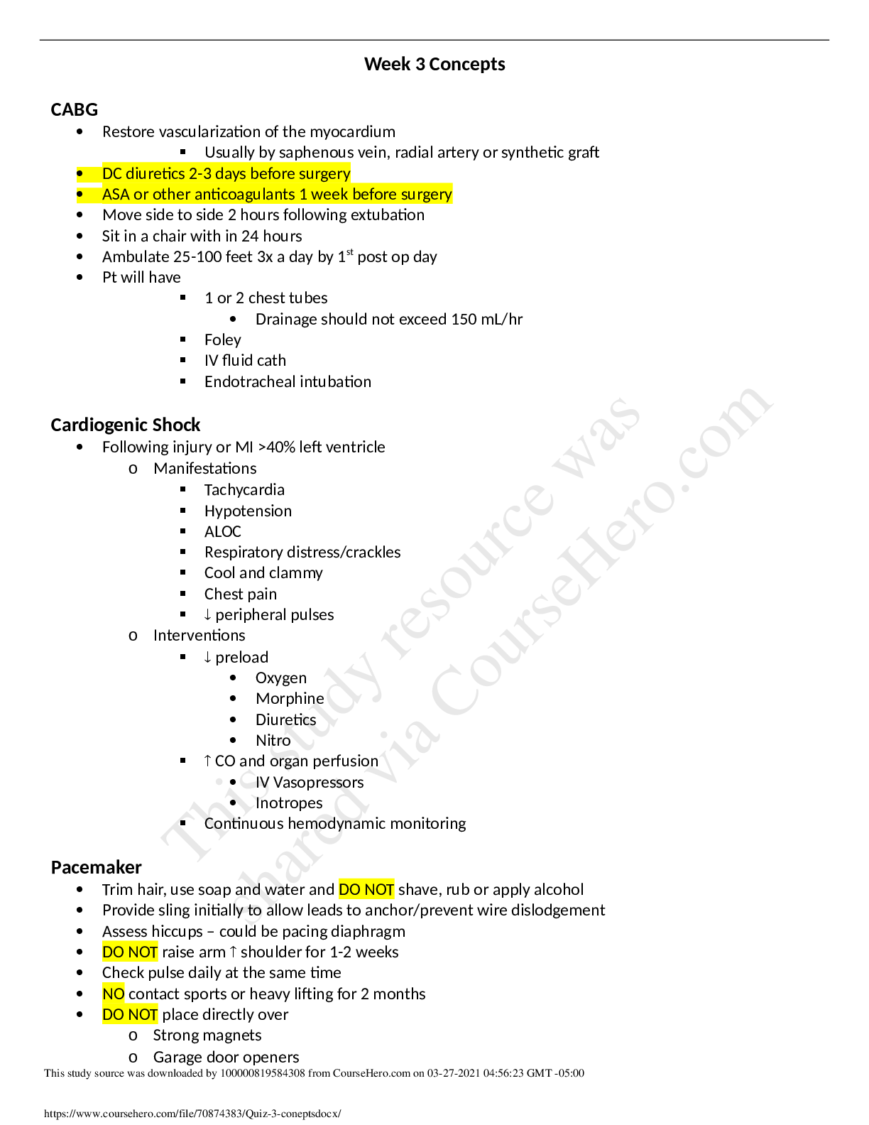 Preview image for NURS 481L quiz 3 concepts