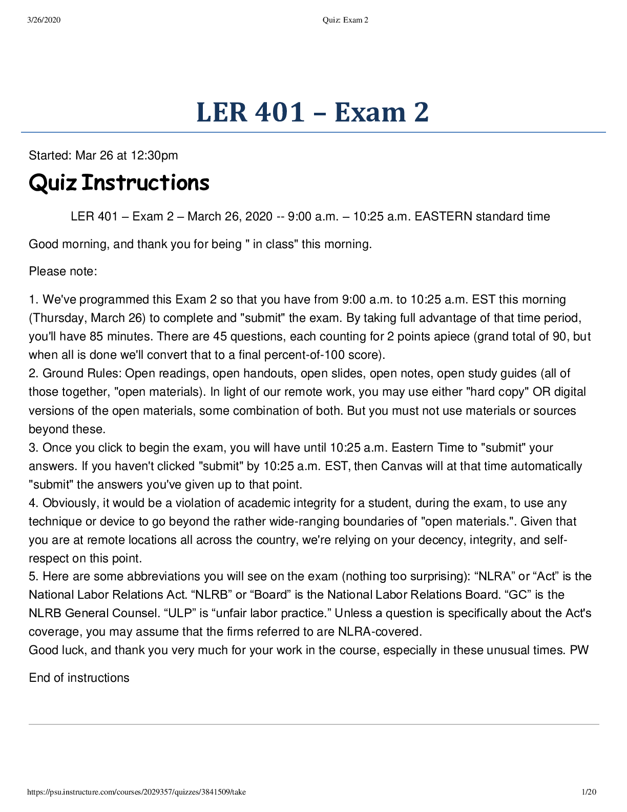 Preview of Pennsylvania State University: LER 401: Exam 2