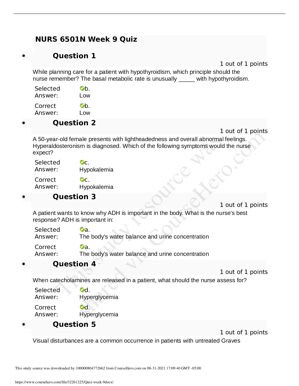 Preview image for NURS 6501N Week 9 Quiz
