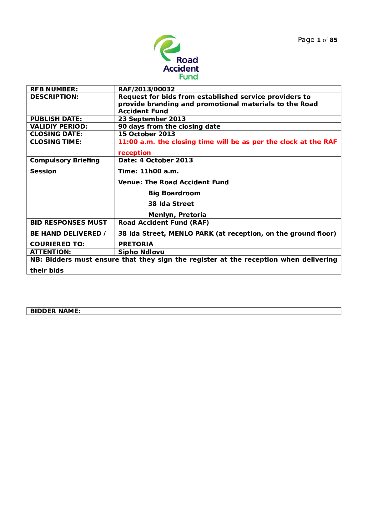 Preview image for RAF TENDER BRANDING AND PROMOTIONAL MATERIALS LATEST