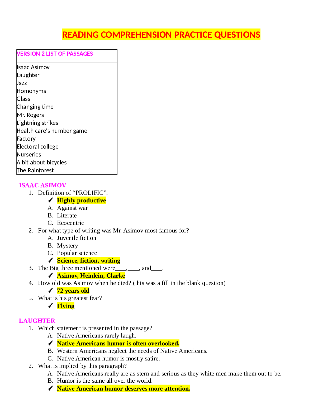 Preview of ATI TEAS Reading Comprehension Practice Questions and Answers