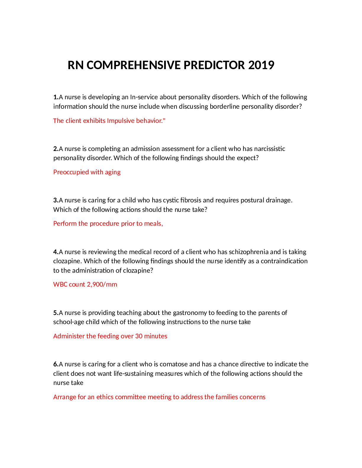 Preview image for RN COMPREHENSIVE PREDICTOR 2019