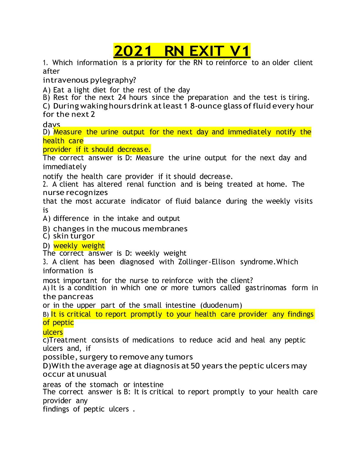 Preview image for HESI 2021 RN EXIT V1 COMPREHENSIVE QUESTIONS AND ANSWERS