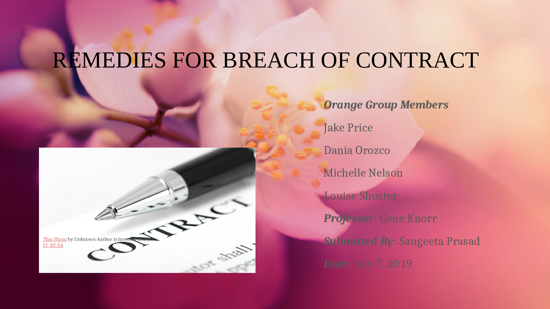 Preview image for BUS 340 Remedies for breach of contract