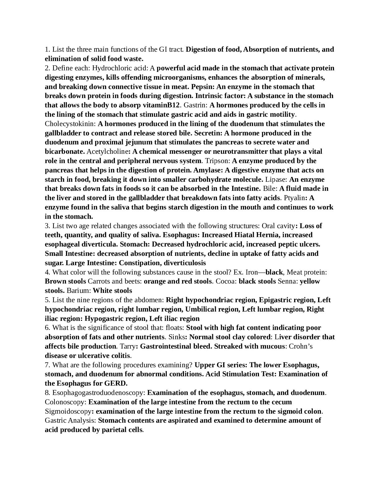 Preview image for Review Questions Gi