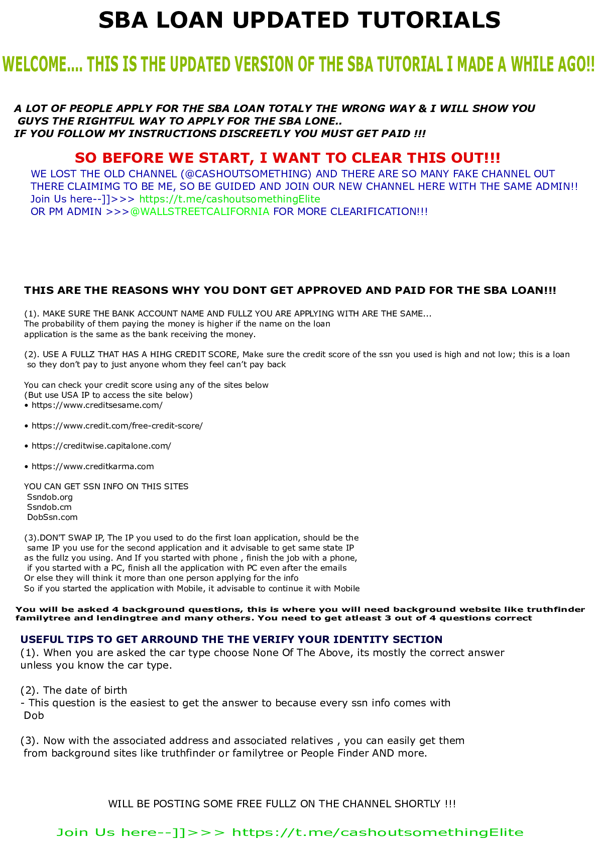 Preview of SBA LOAN UPDATED TUTORIALS 2021