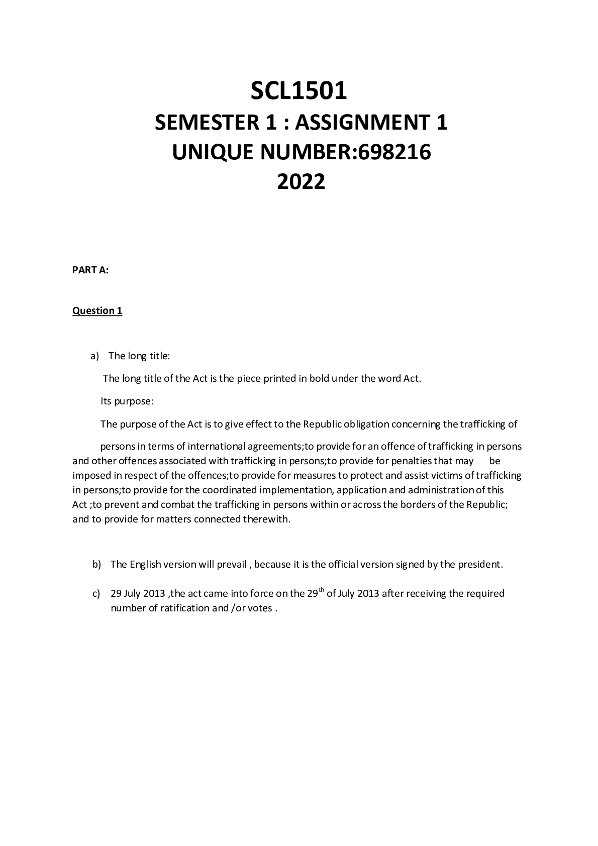 Preview image for SCL1501 ASSIGNMENT 1 SEMESTER 1 2022(650750)