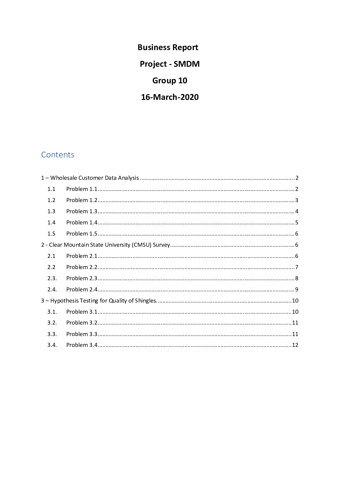 Preview image for Great Lakes Institute Of Management STAT 201 SMDM_Group10_BusinessReport-REVIEWED AND VERIFIED BY EXPERTS