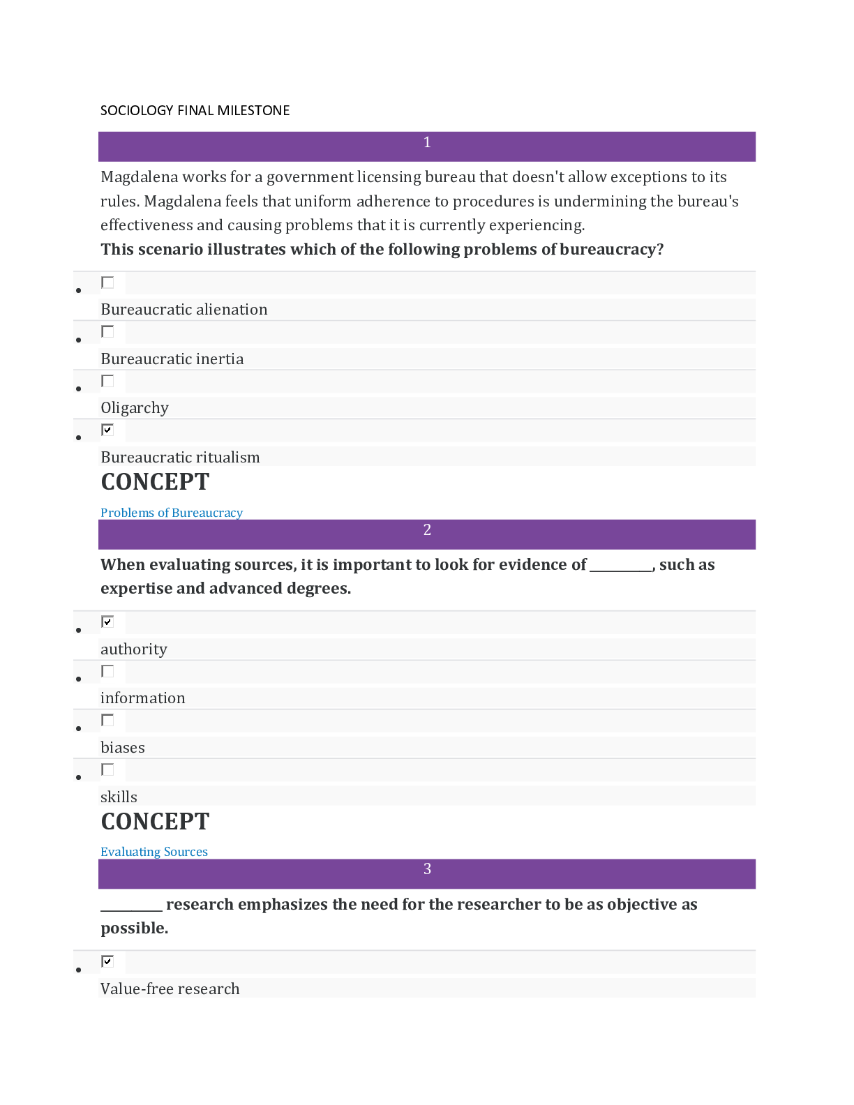 Preview image for SOPHIA UNIVERSITY INSTITUTE - SOCIOLOGY 101 SOCIOLOGY FINAL MILESTONE EXAM QUESTION AND ANSWERS_A+ GUIDE.