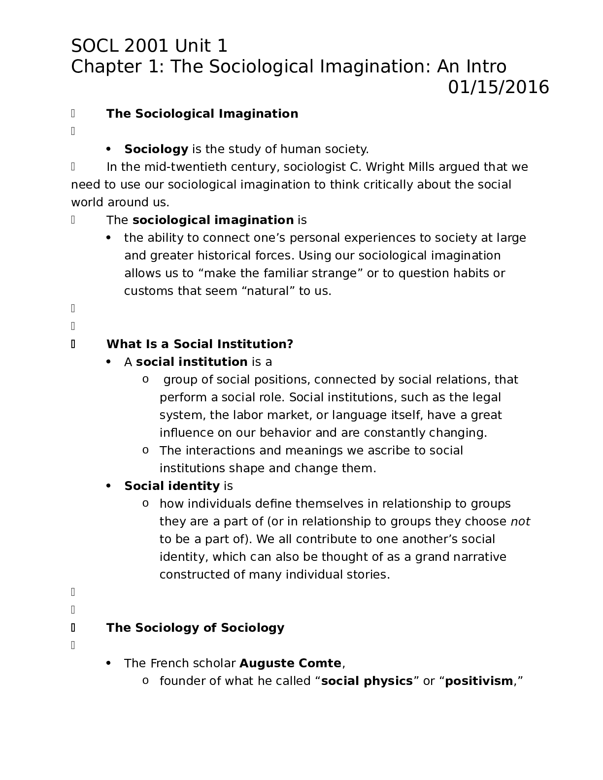 Preview image for SOCL 2001 - An Introduction to the Sociological Imagination - A Comprehensive Summary