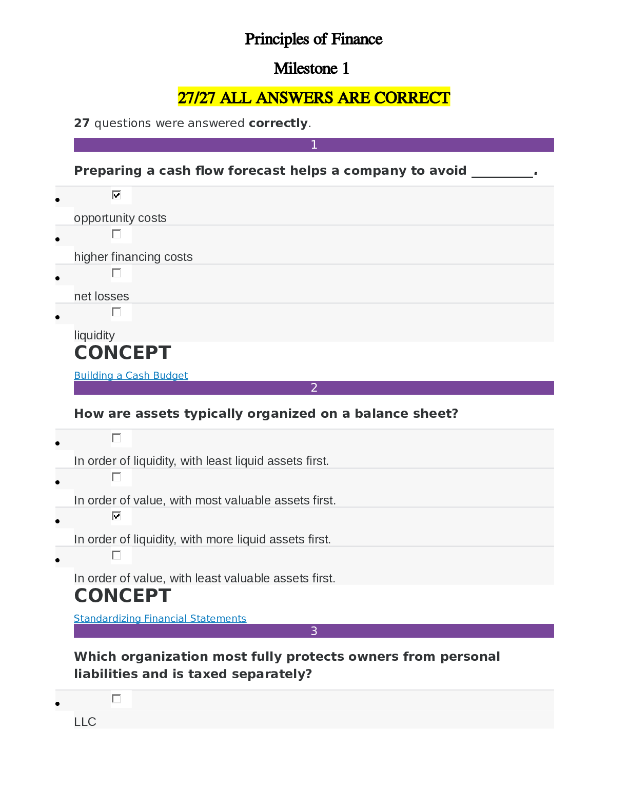 Preview image for SOPHIA Principles of Finance Unit 1 Milestone 1.