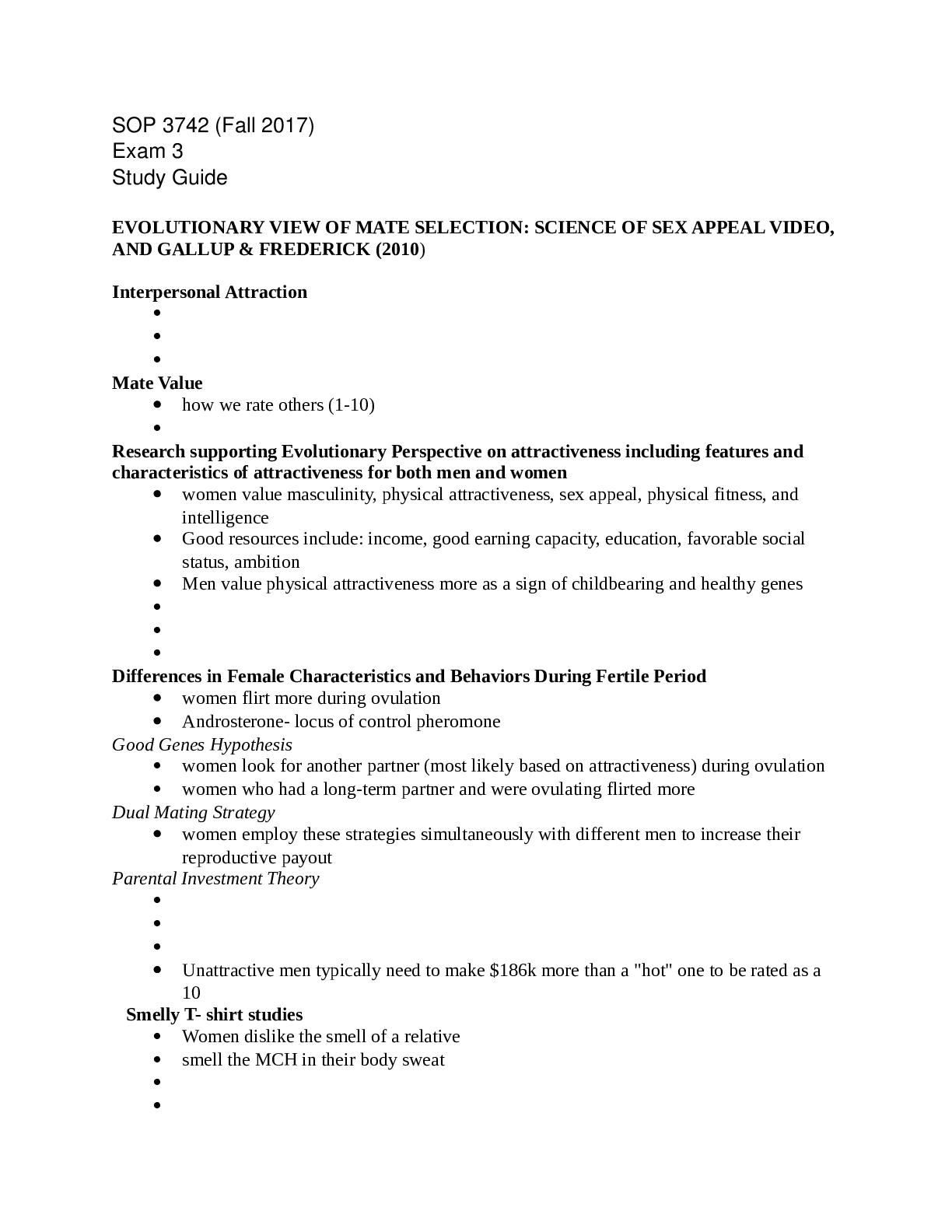 Preview image for Study Guide > Florida Atlantic University SOP 3742 Psychology of Women Exam 3 Study Guide