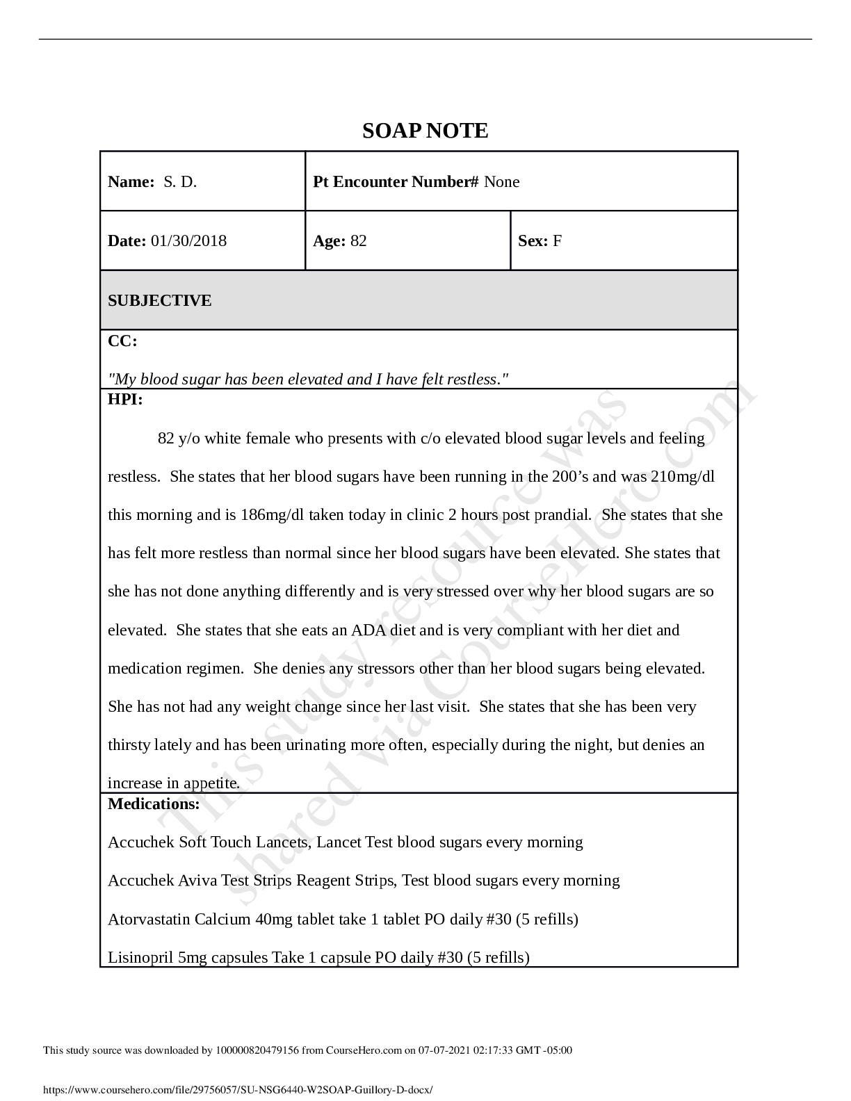 Preview image for NSG 6440 SOAP NOTE