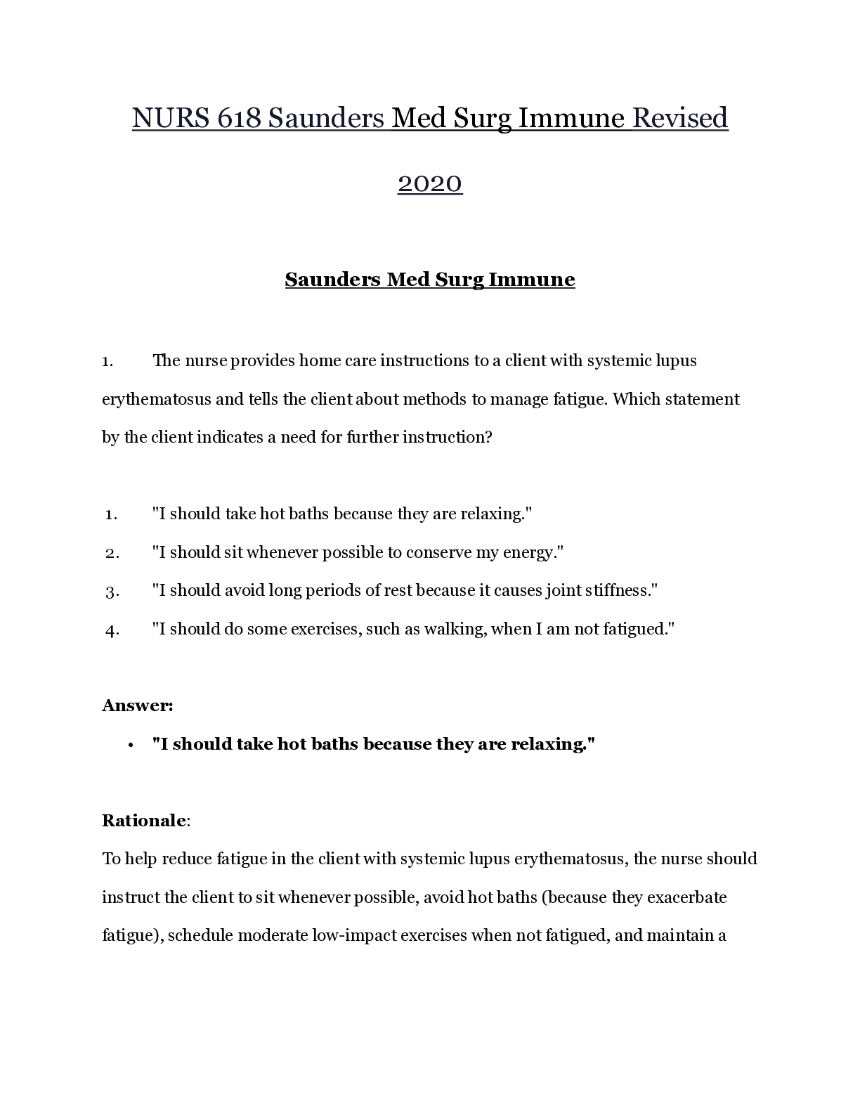 Preview image for NURS 618 Saunders Med Surg Immune Revised 2020