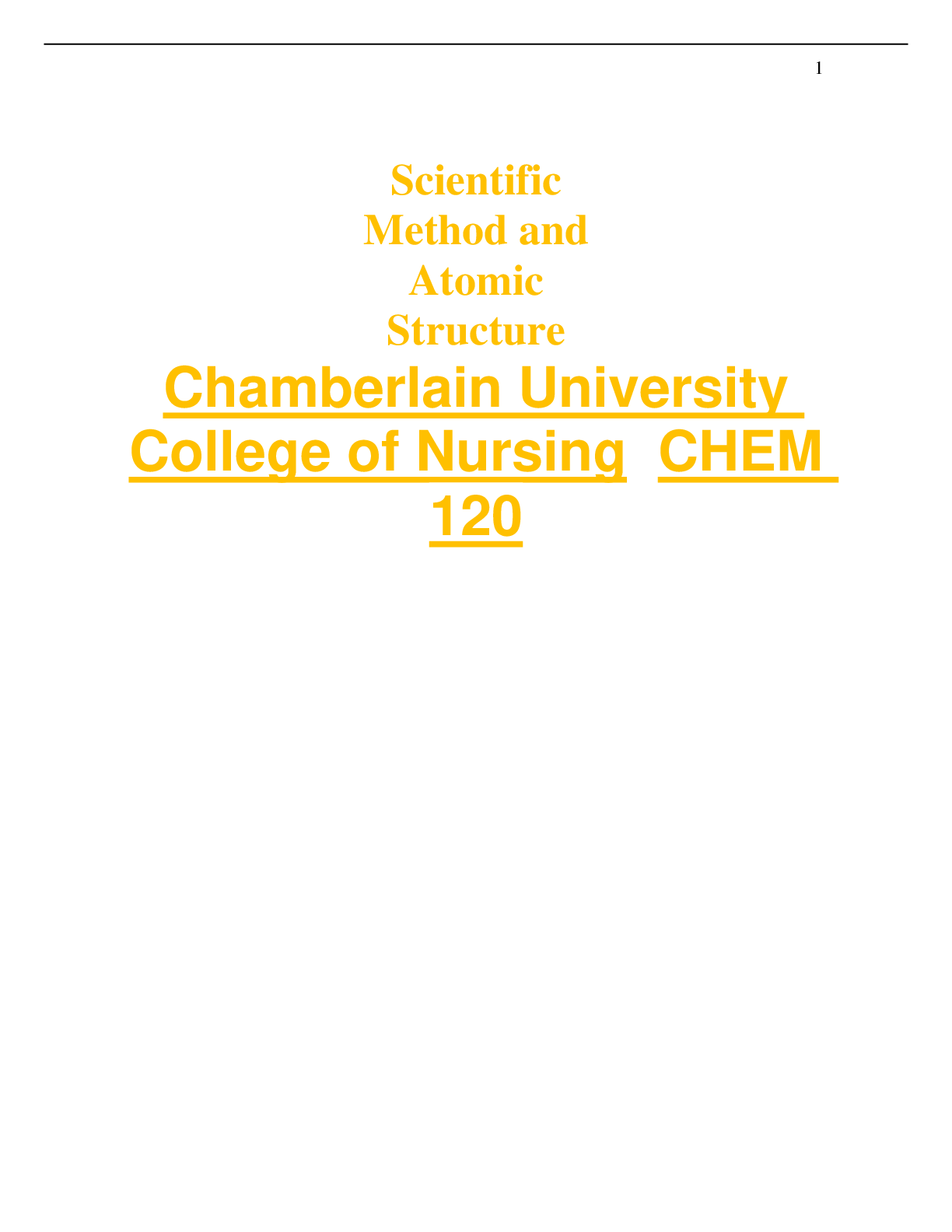 Preview image for CHEM 120 Unit 1 Discussion: Scientific Method and Atomic Structure WITH CORRECT ANSWERS AND QUESTIONS GUARANTEED 100% SCORE