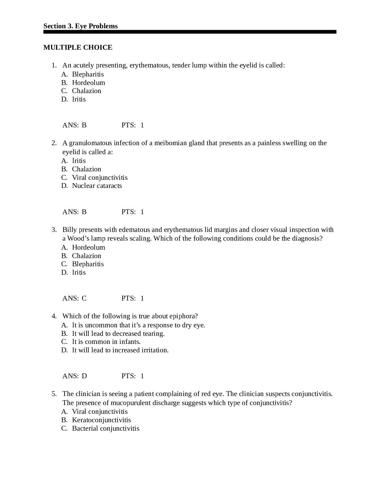 Preview image for NURS MISC Section 3. Eye Problems QUESTIONS AND COMPLETE SOLUTIONS