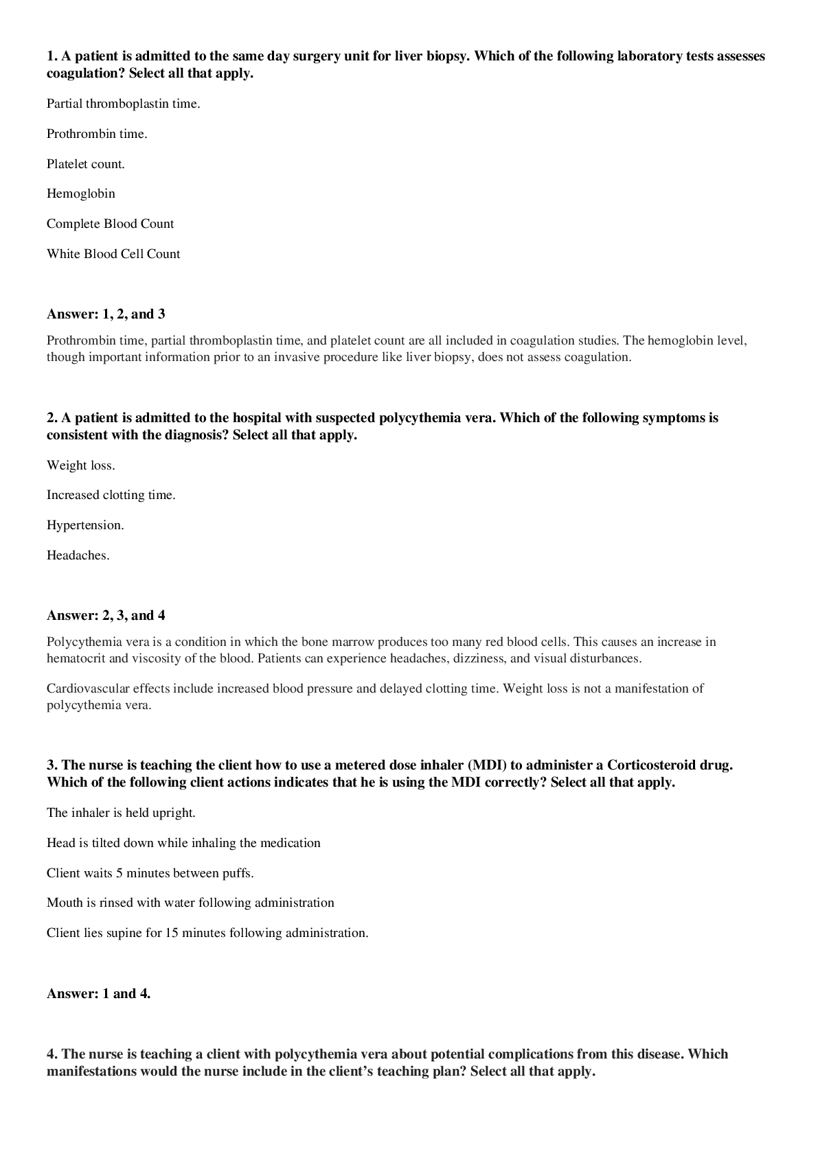 Preview of NCLEX practice questions Interventions Nursing Prep