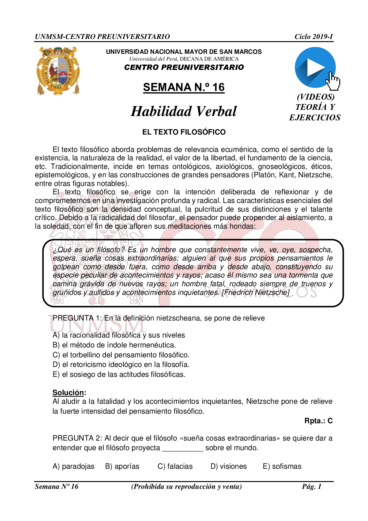 Preview image for E-Book > UNIVERSIDAD NACIONAL MAYOR DE SAN MARCOS Universidad del Perú, DECANA DE AMÉRICA CENTRO PREUNIVERSITARIO