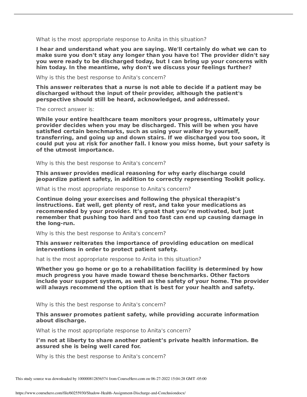 Preview image for ANITA Discharge and Conclusion SHADOW HEALTH