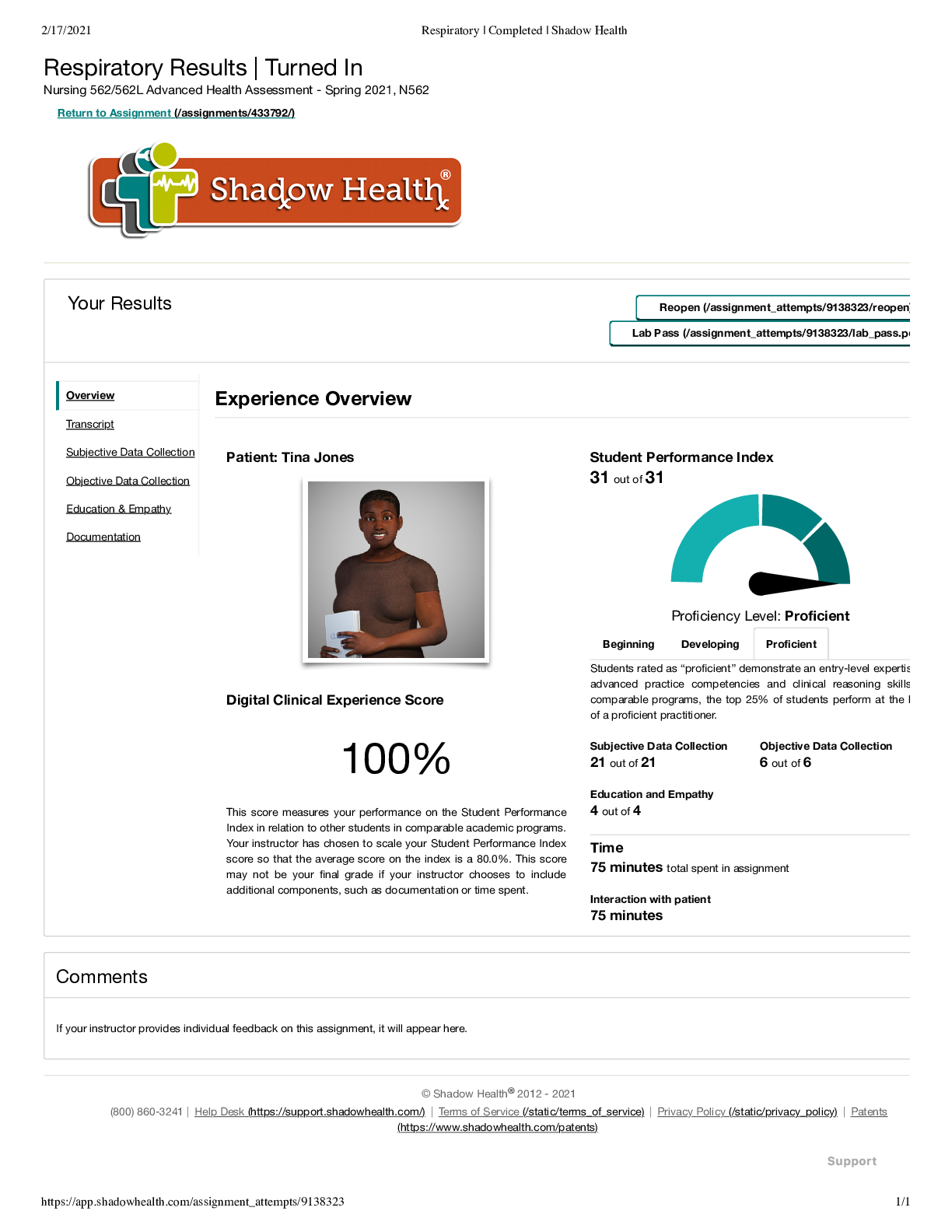 Preview image for Respiratory Physical Assessment Shadow Health Assignment (LATEST 2020)