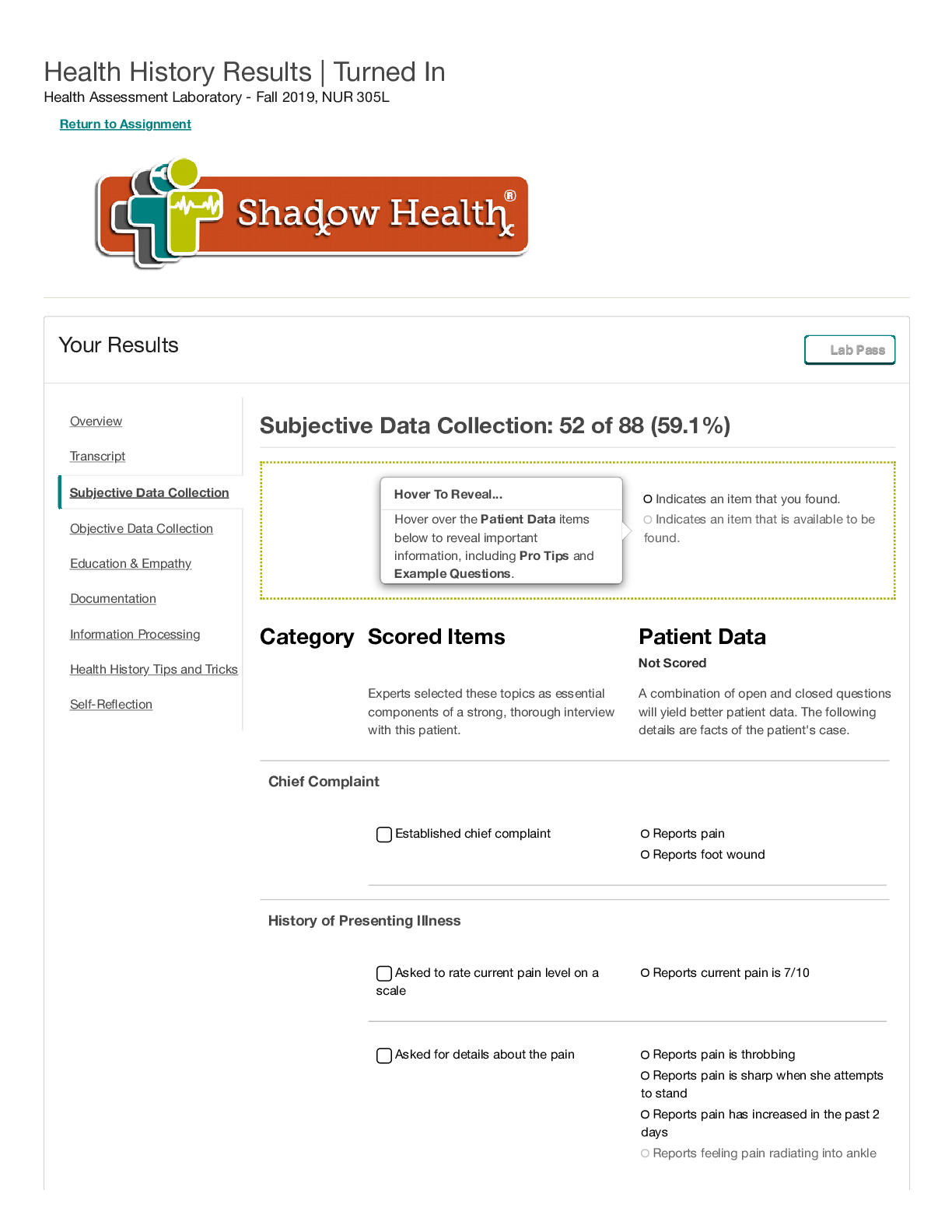 Preview image for Shadow Health Tina Jones Health History