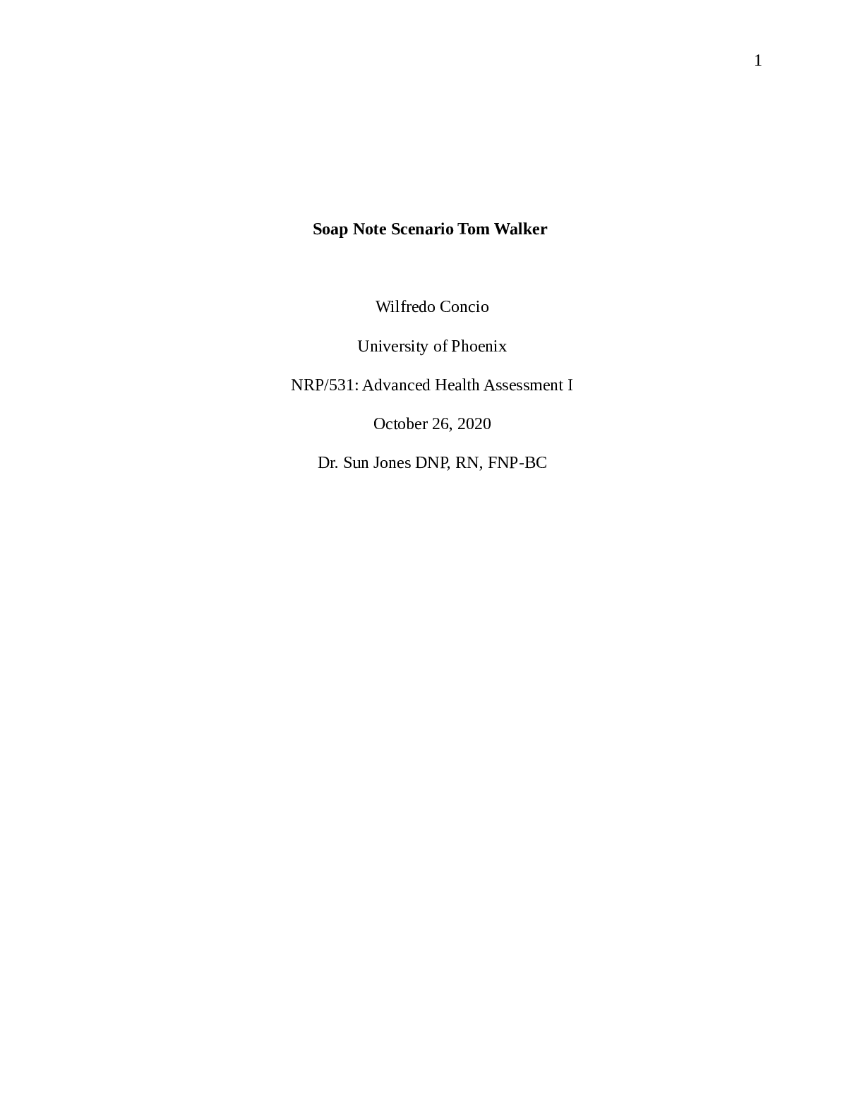 Preview image for Episodic SOAP Note: Tom Walker|NRP 531,Latest 2020 complete, Already graded A