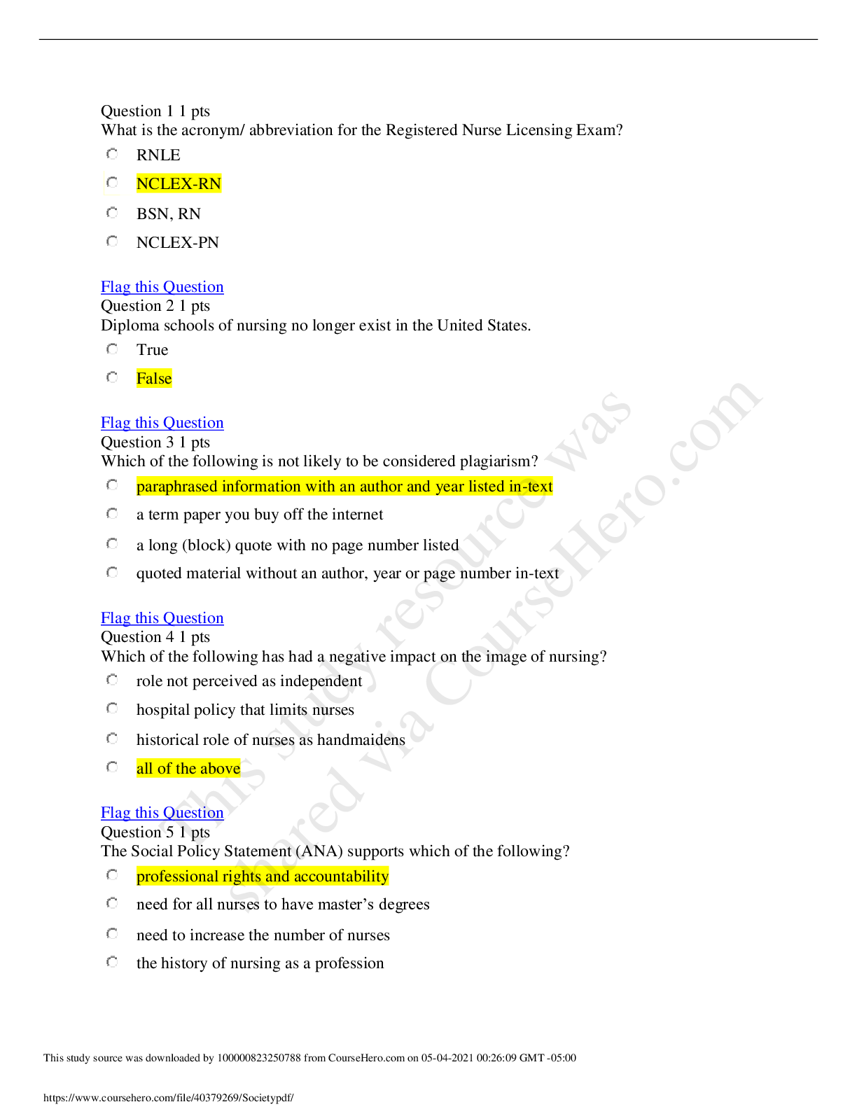 Preview image for General Society NCLEX Nursing Quick Test and answers, expound your Knowledge in NCLEX.