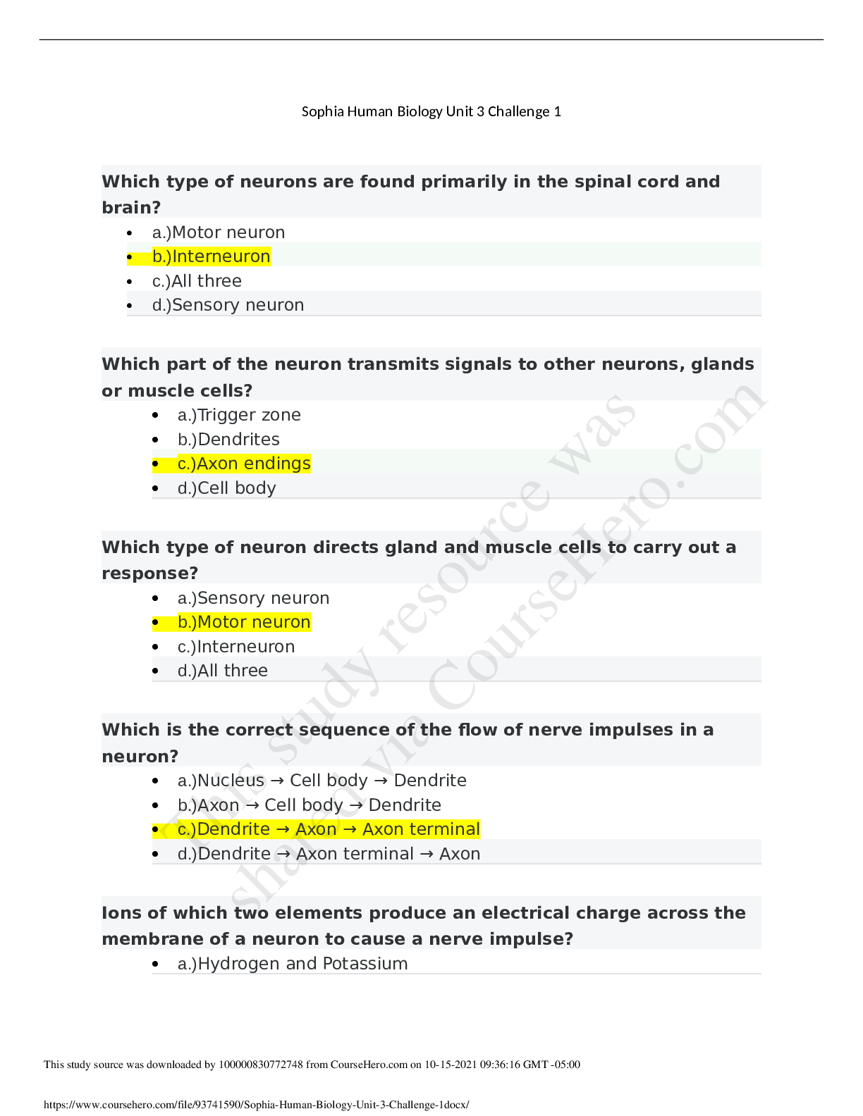 Preview image for Sophia Human Biology Unit 3 Challenge 1