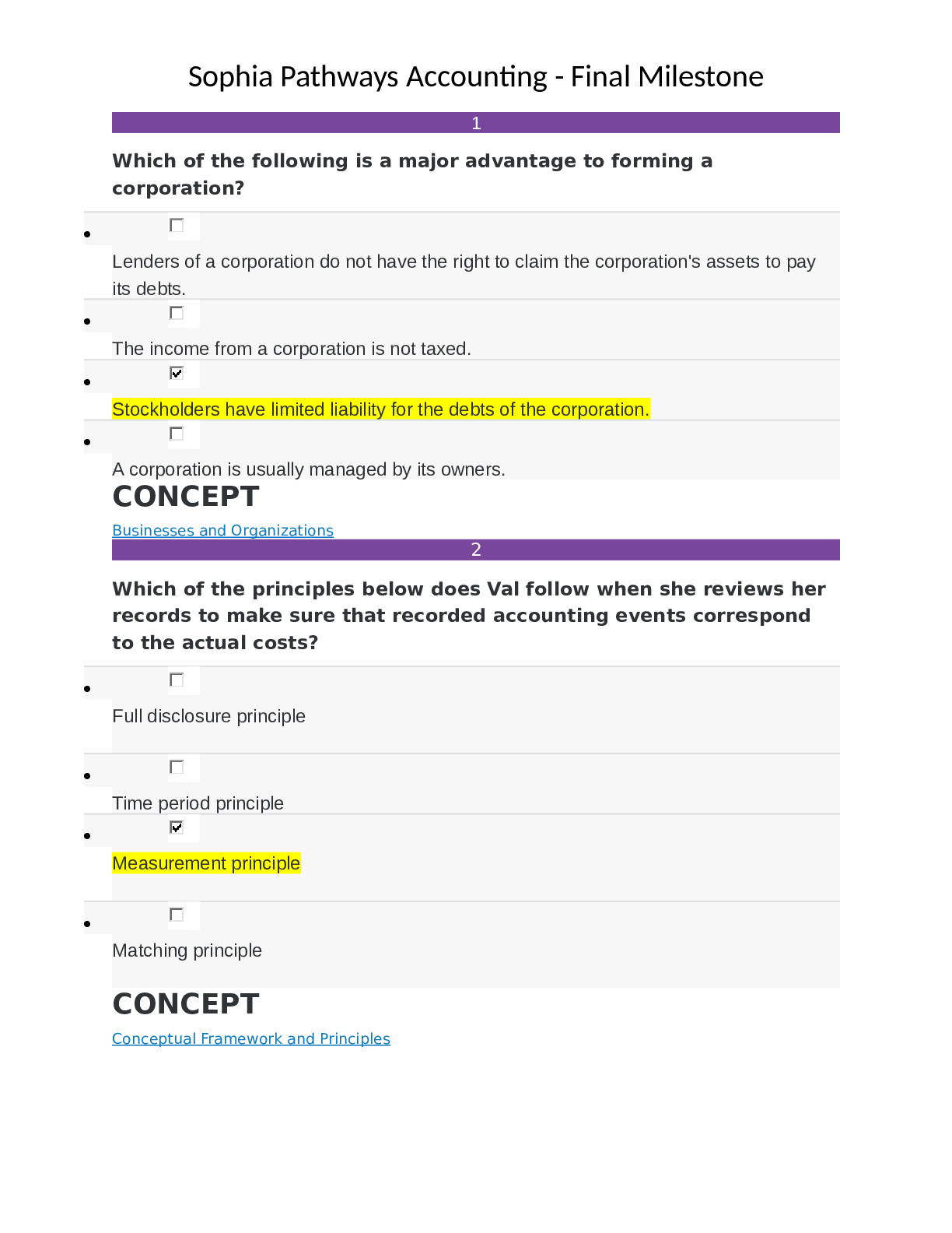Preview image for Sophia Pathways Accounting - Final Milestone,100% CORRECT