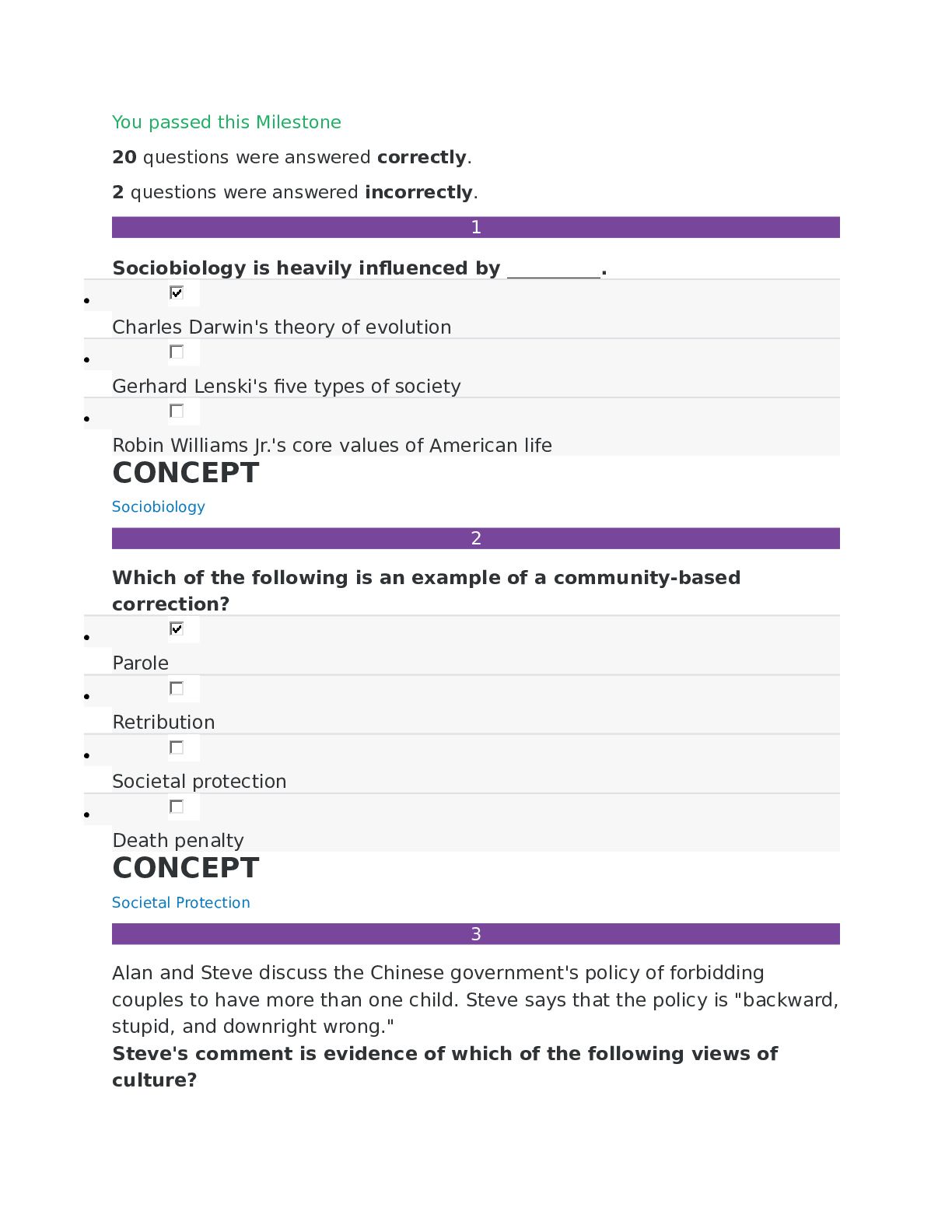 Preview of Unit 2 Milestone 2 Sophia Introduction to sociology,100% CORRECT