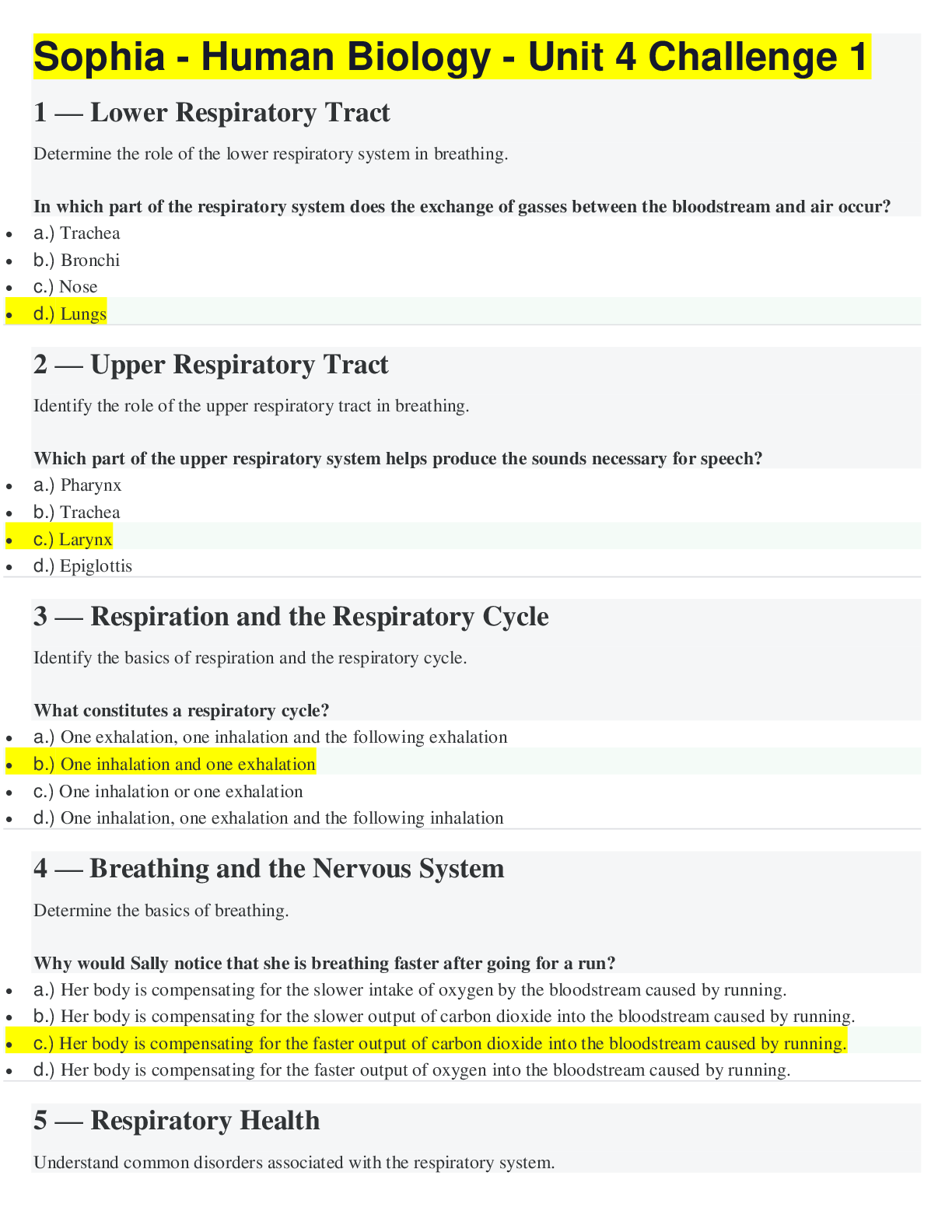 Preview image for Ashford University - SOPHIA PATHWAY Sophia - Human Biology - Unit 4 Challenge 1 Question And Answers_Already Graded A