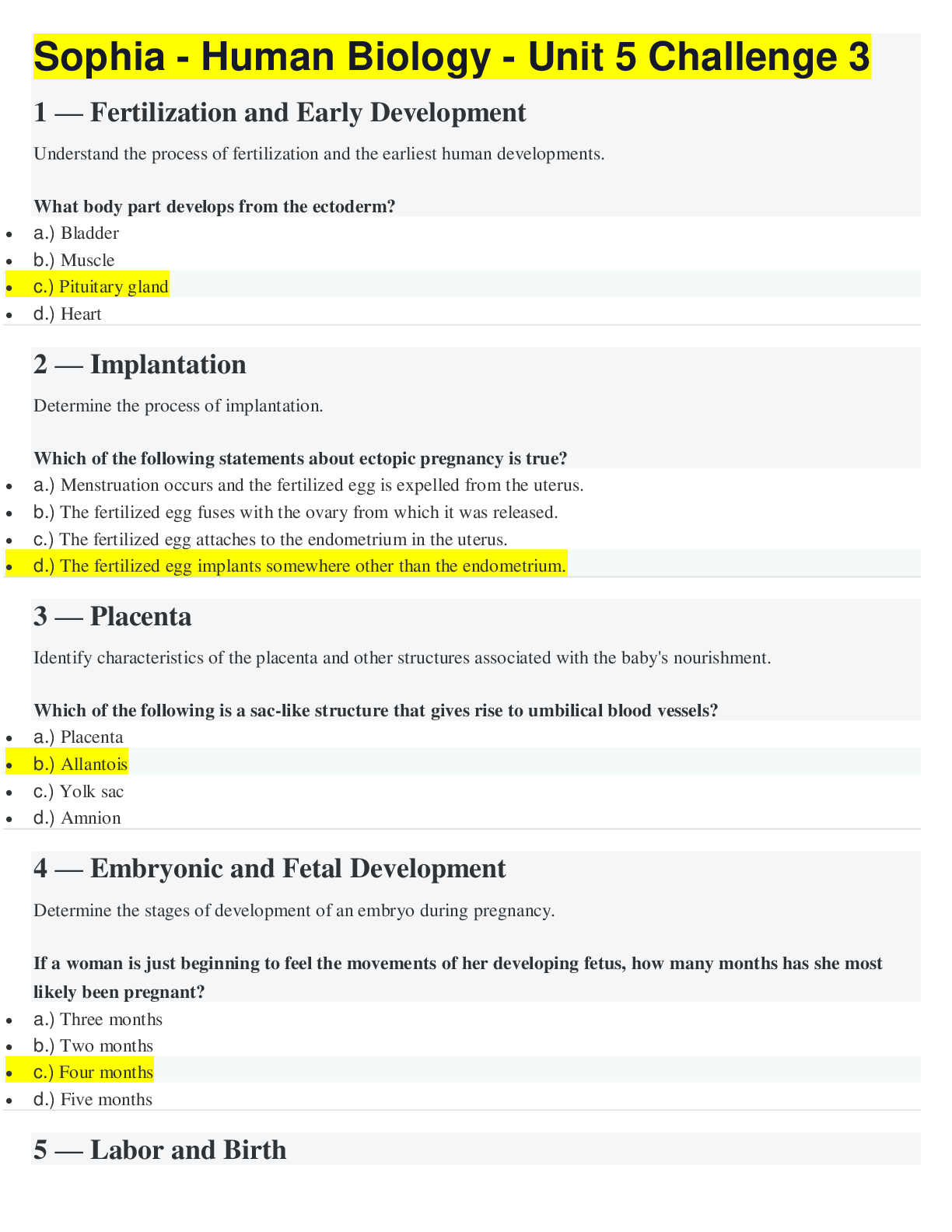 Preview image for Ashford University - SOPHIA PATHWAY Sophia - Human Biology - Unit 5 Challenge 3 Question And Answers_Already Graded A.