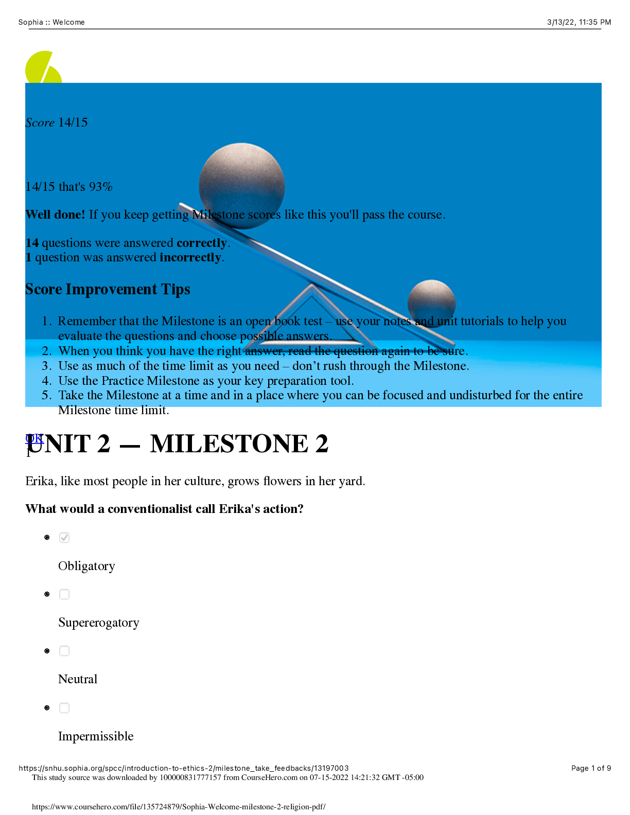 Preview image for Sophia : Welcome milestone 2 religion