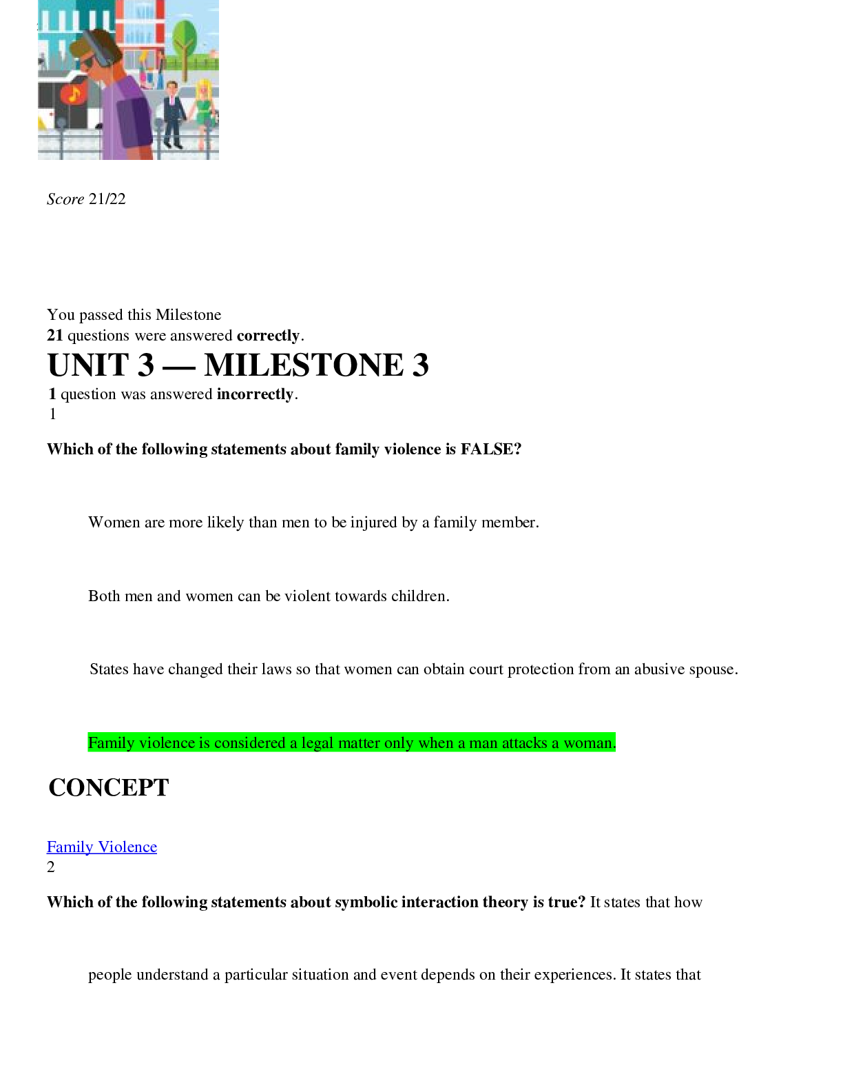 Preview image for University of the People AY 2021 Sophia Sociology MILESTONE 3. Score 21/22 Includes all the CONCEPTS.