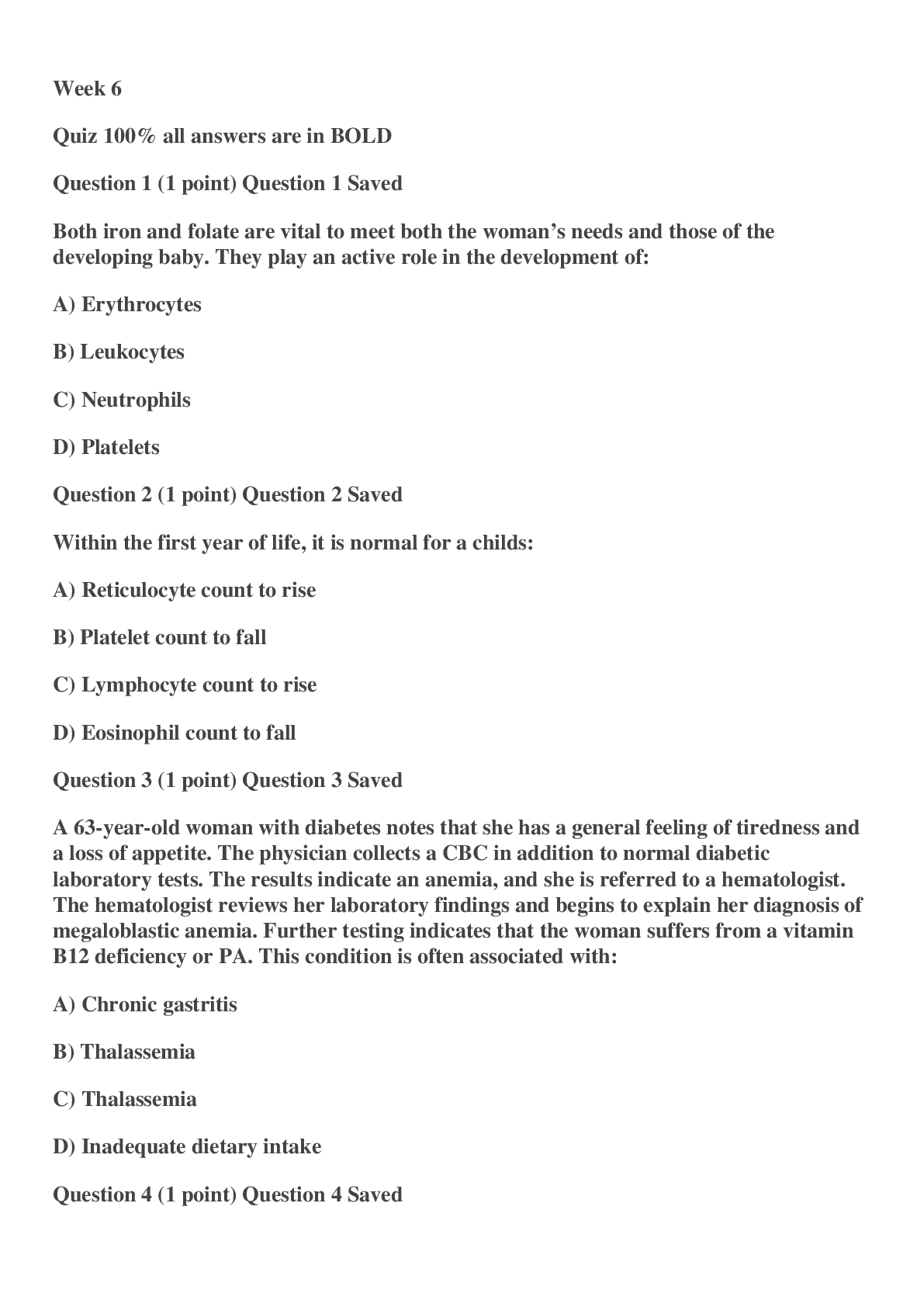 Preview of South University NSG 5003 Week 6 Knowledge Check Quiz Advanced Patho NSG 5003 A+ work